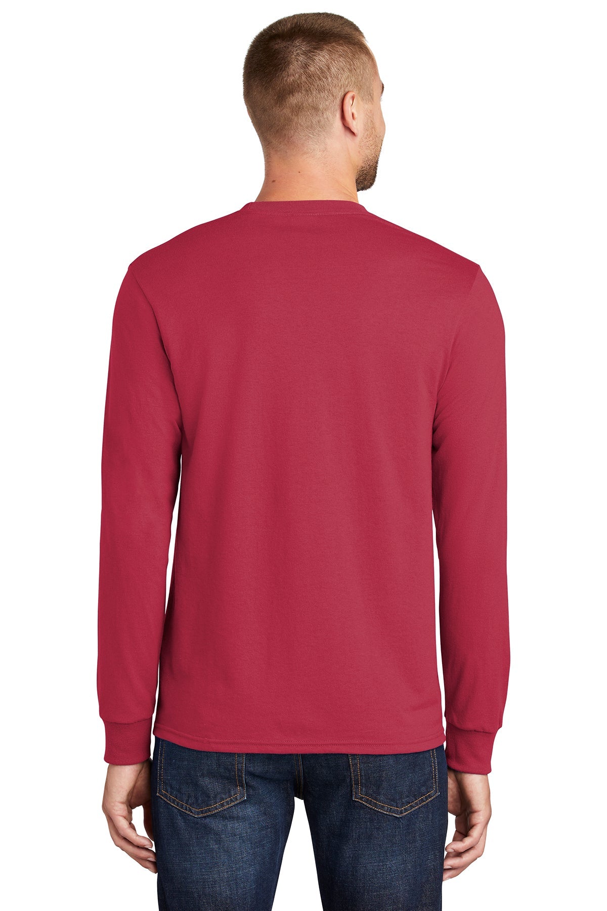 Port & Company Tall Long Sleeve Custom Core Blend Tee's, Red