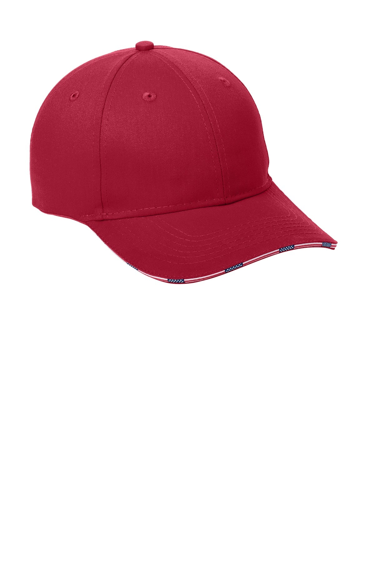 Port Authority Americana Flag Customized Sandwich Caps, Deep Red