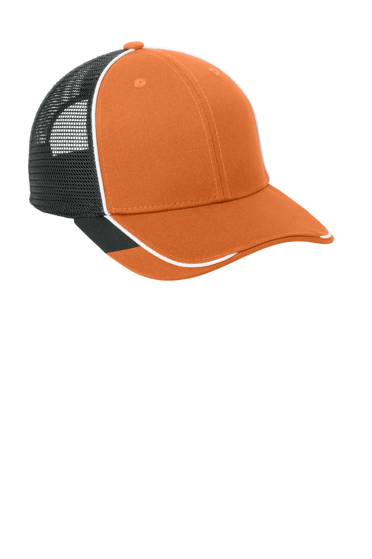 Port Authority Colorblock Mesh Back Branded Caps, Flare Orange/ White/ Magnet Grey