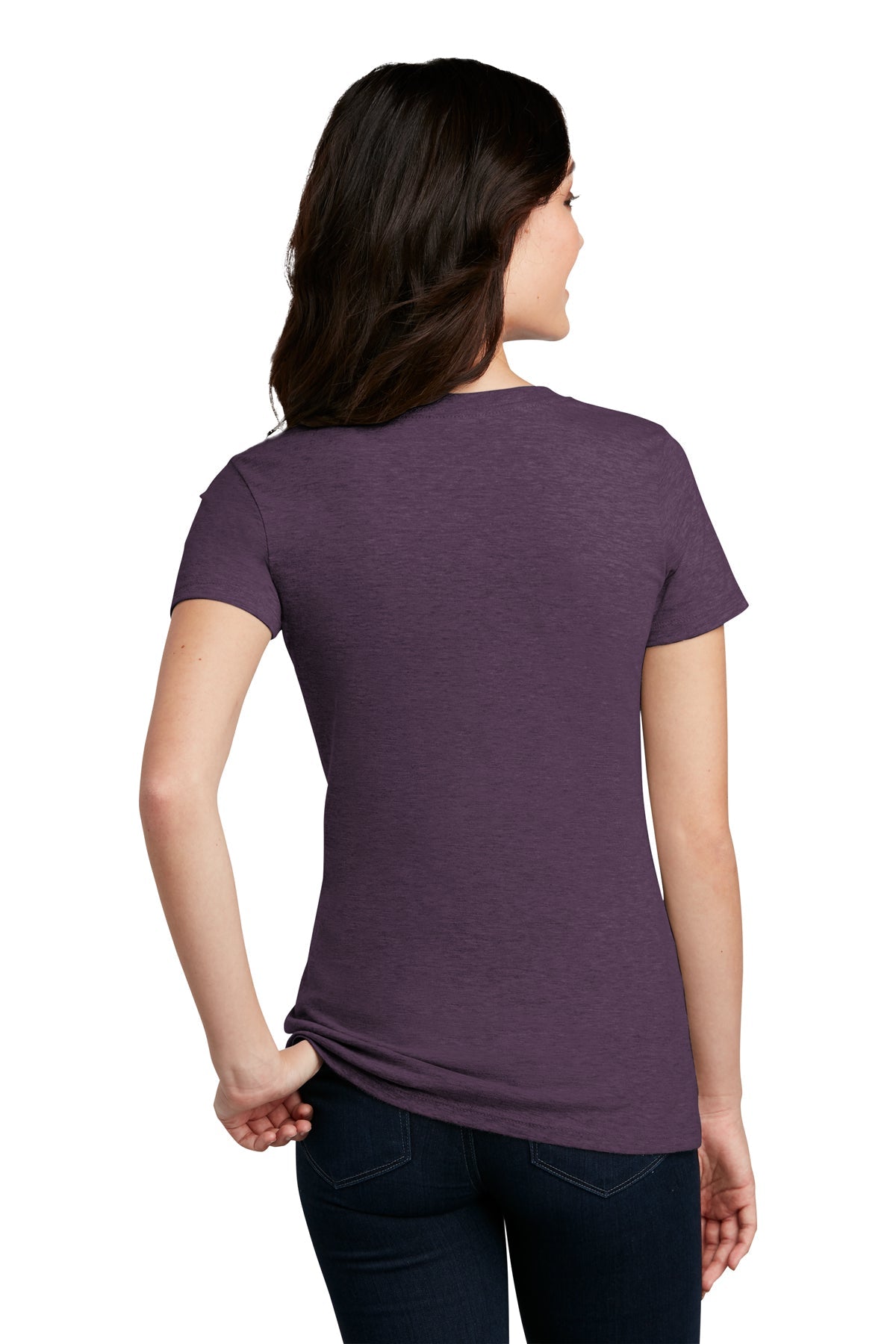 District Made Ladies Perfect Blend Crew Tee's, Heathered Eggplant