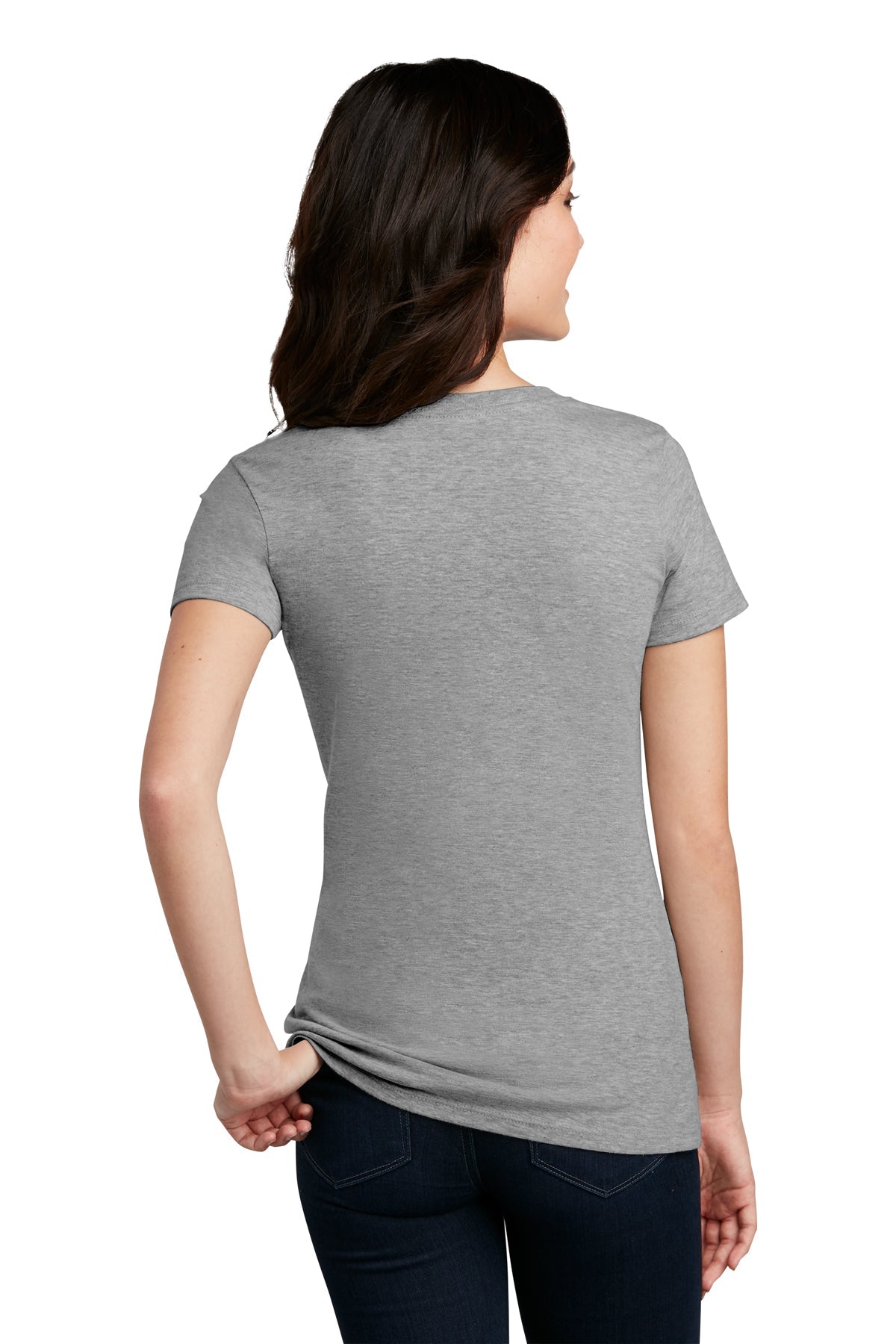 District Made Ladies Perfect Blend Crew Tee's, Light Heather Grey