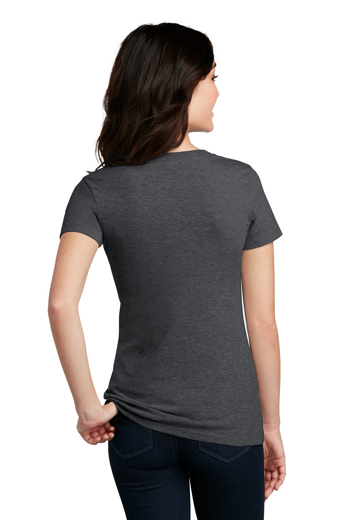District Made Ladies Perfect Blend V-Necks, Heathered Charcoal