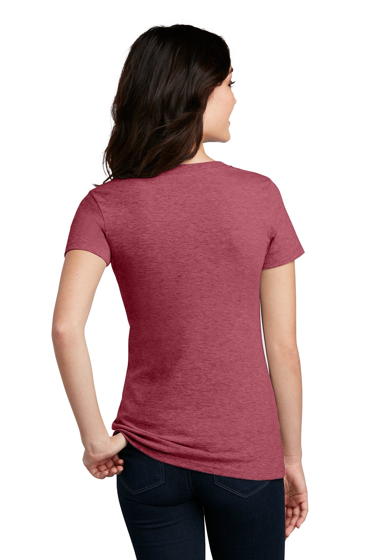 District Made Ladies Perfect Blend V-Necks, Heathered Red