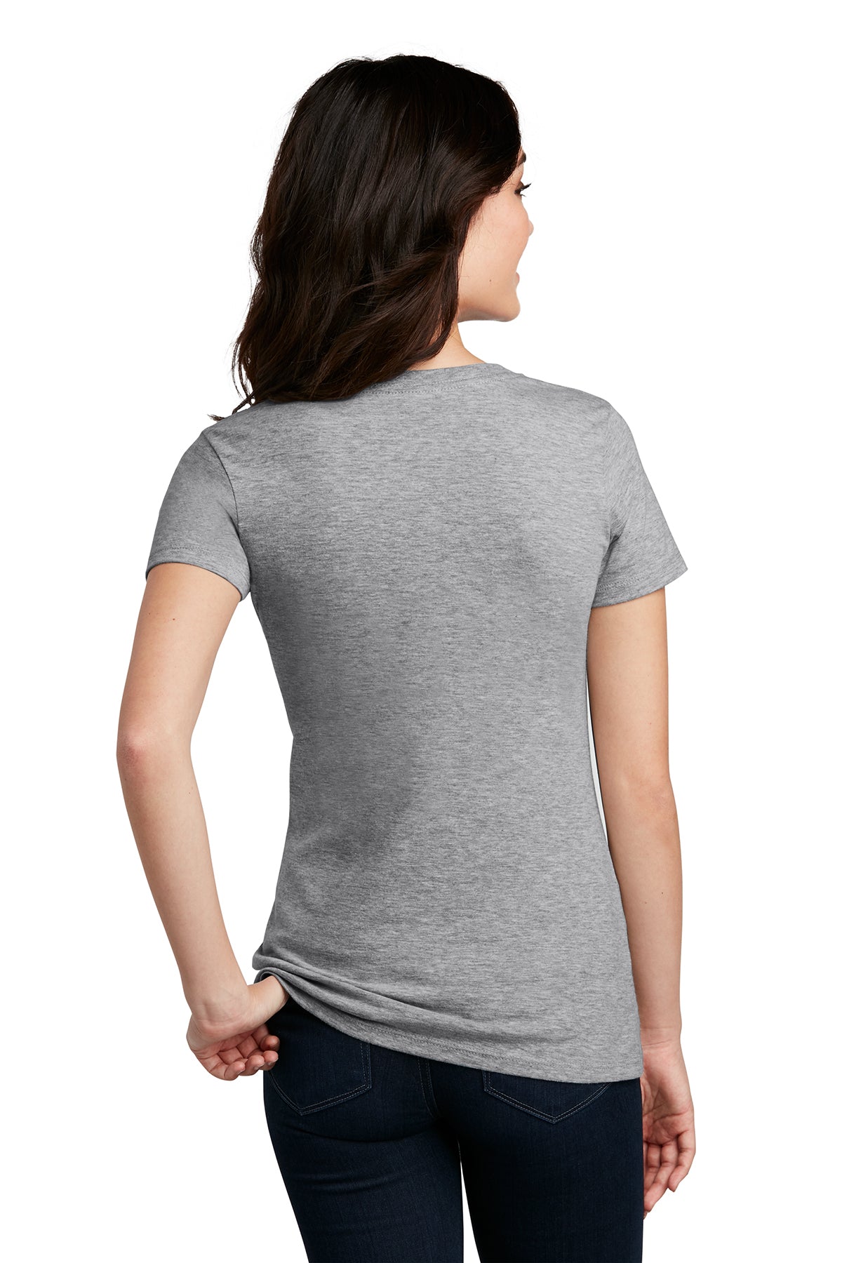 District Made Ladies Perfect Blend V-Necks, Light Heather Grey