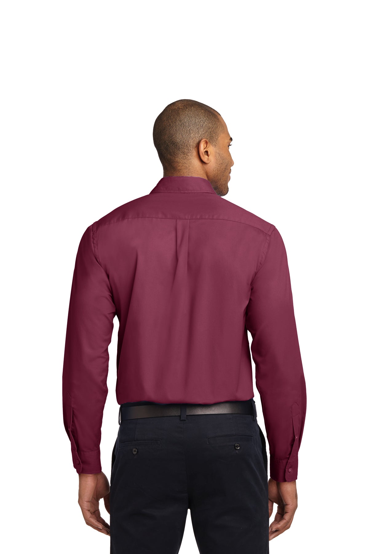 port authority_s608es _burgundy/light stone_company_logo_button downs