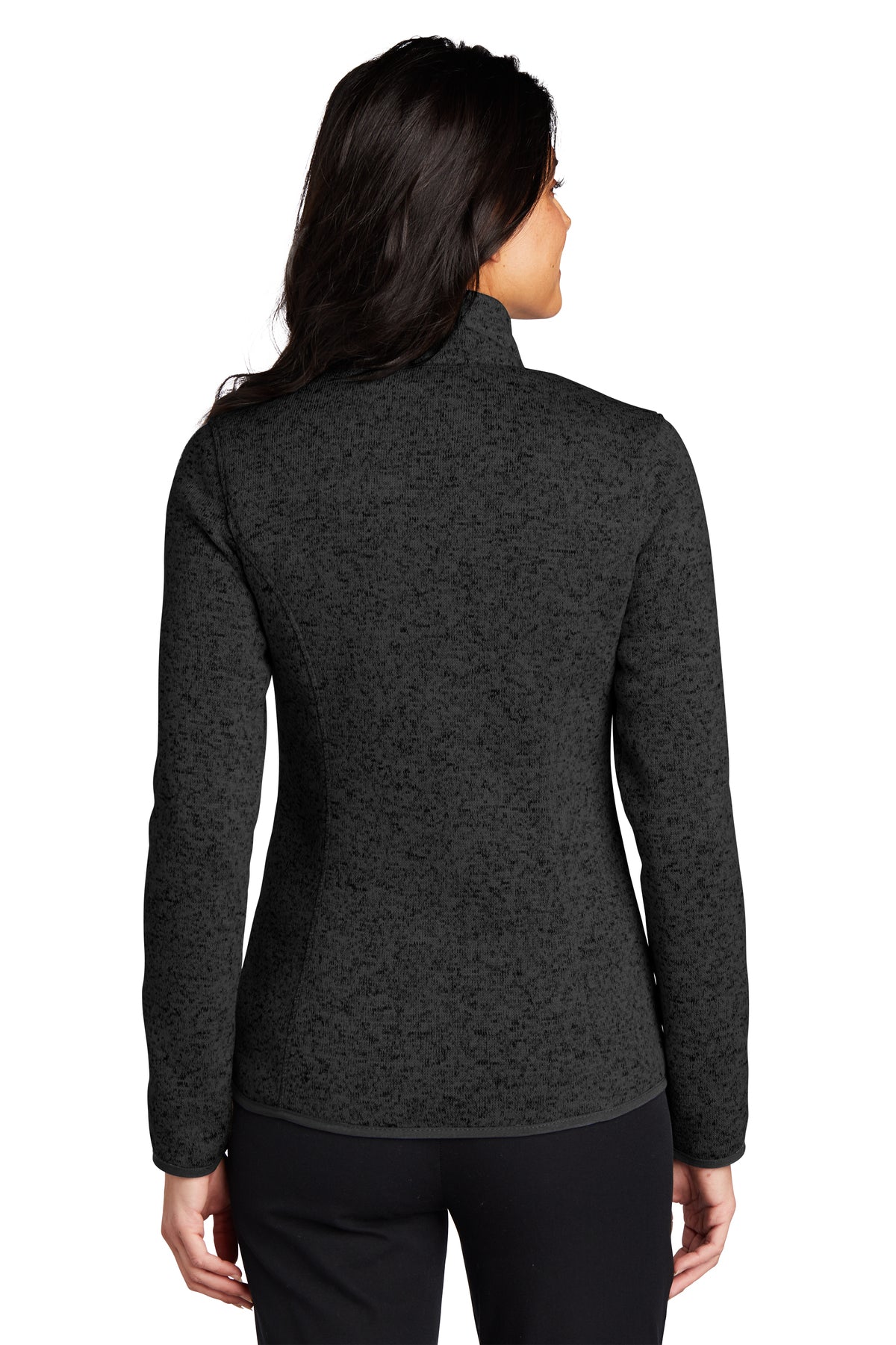 Port Authority Ladies Sweater Fleece Customized Jackets, Black Heather [TruNorthern]