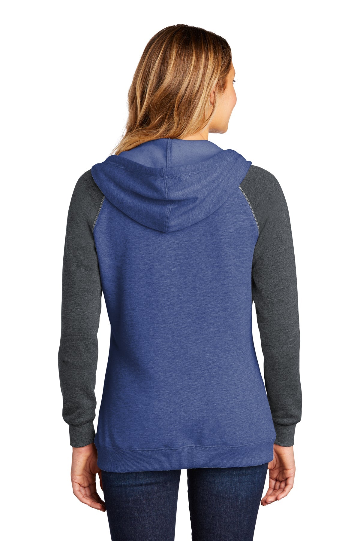 district_dt296 _heathered deep royal/ heathered charcoal_company_logo_sweatshirts