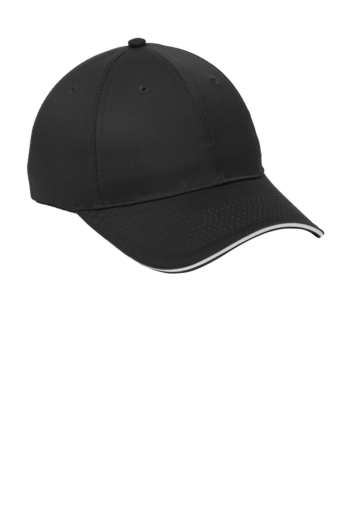 Port Authority Sandwich Bill Branded Caps, Black/ White