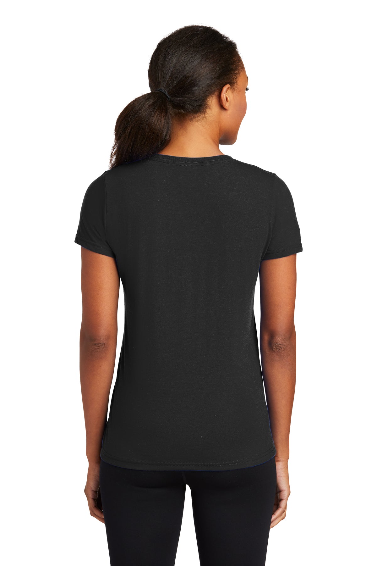 Port & Company Ladies Performance Blend Custom V-Neck Tee's, Jet Black