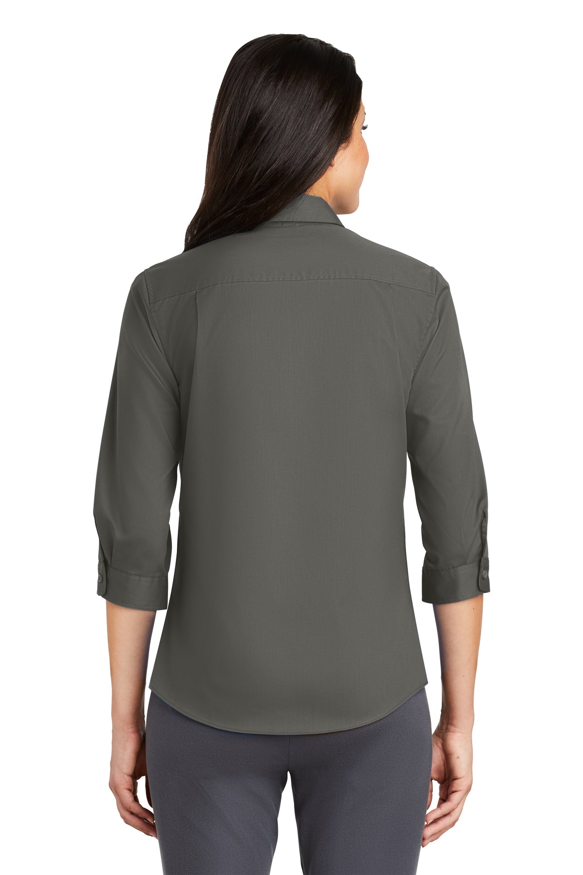 Port Authority Ladies 3/4-Sleeve SuperPro Branded Twill Shirts, Sterling Grey [TruNorthern]