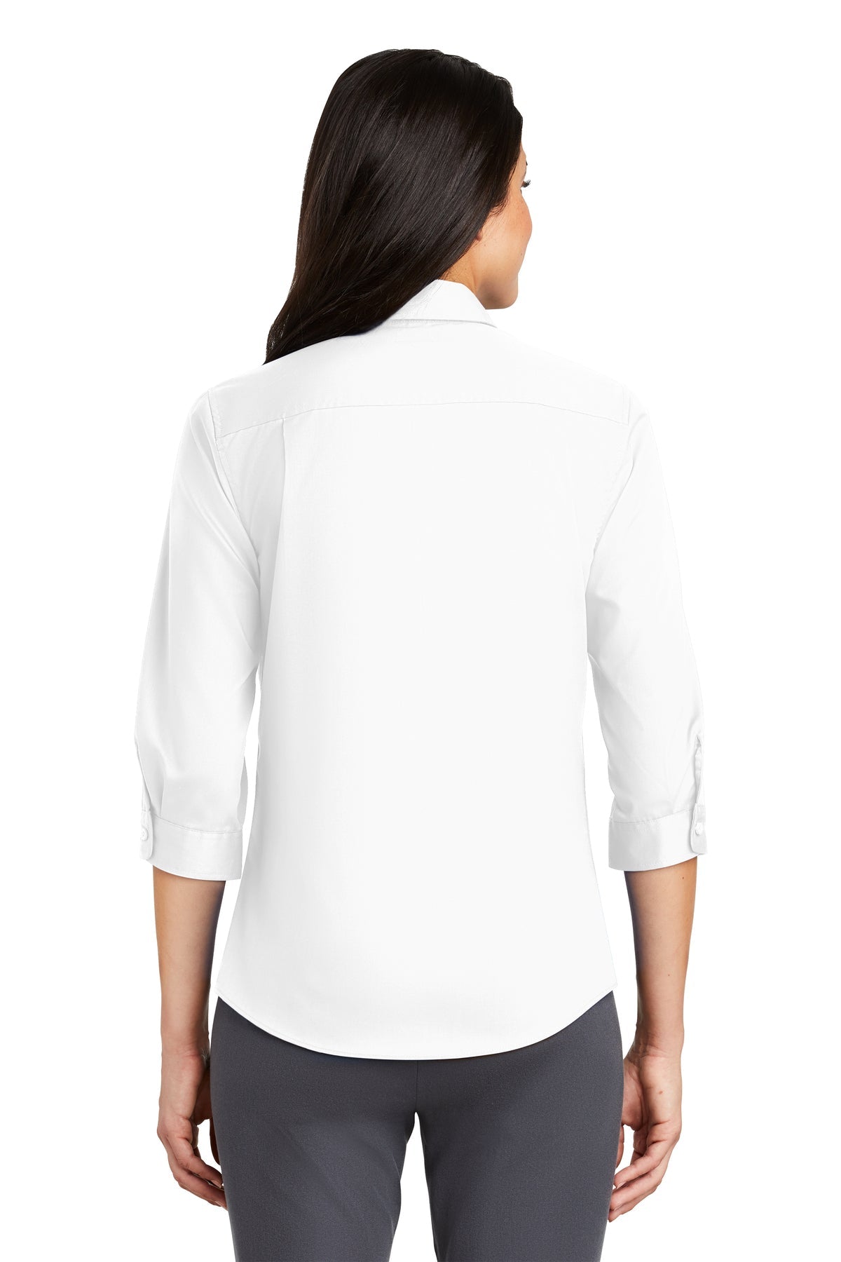 Port Authority Ladies 3/4-Sleeve SuperPro Branded Twill Shirts, White [ERES]