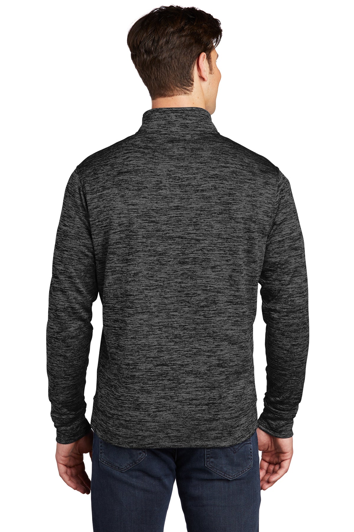 Sport-Tek PosiCharge Electric Heather Fleece Customized 1/4-Zip Pullovers, Grey- Black Electric
