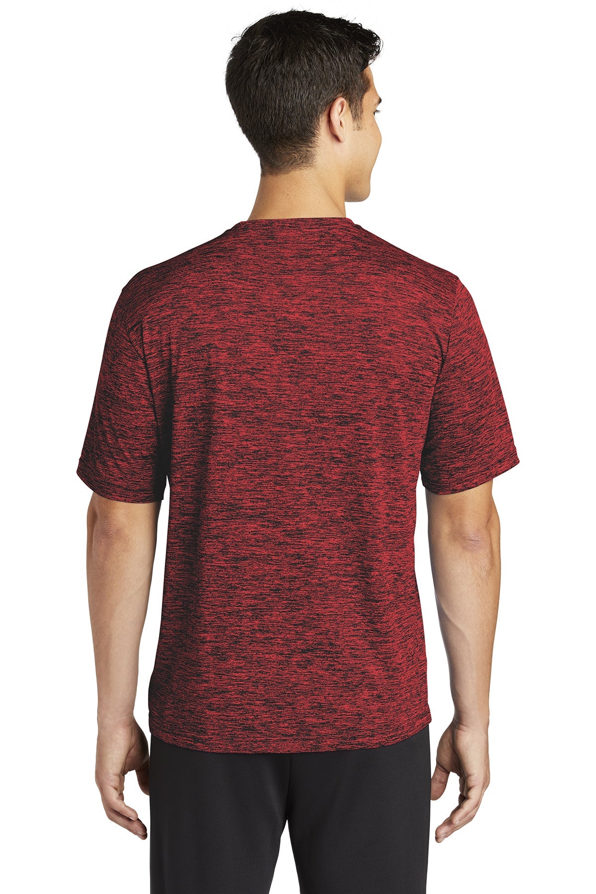 Sport-Tek PosiCharge Branded Electric Heather Tee's, Deep Red- Black Electric
