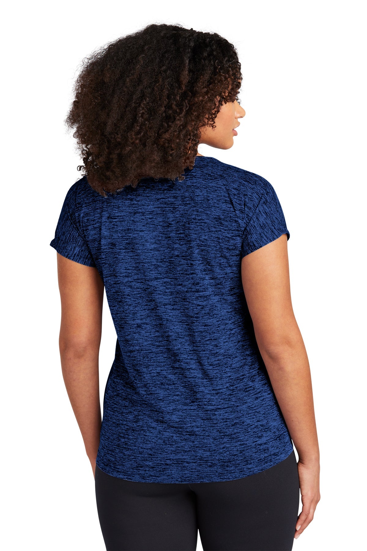 Sport-Tek Ladies PosiCharge Electric Heather Customized Sporty Tee's, Dark Royal- Black Electric