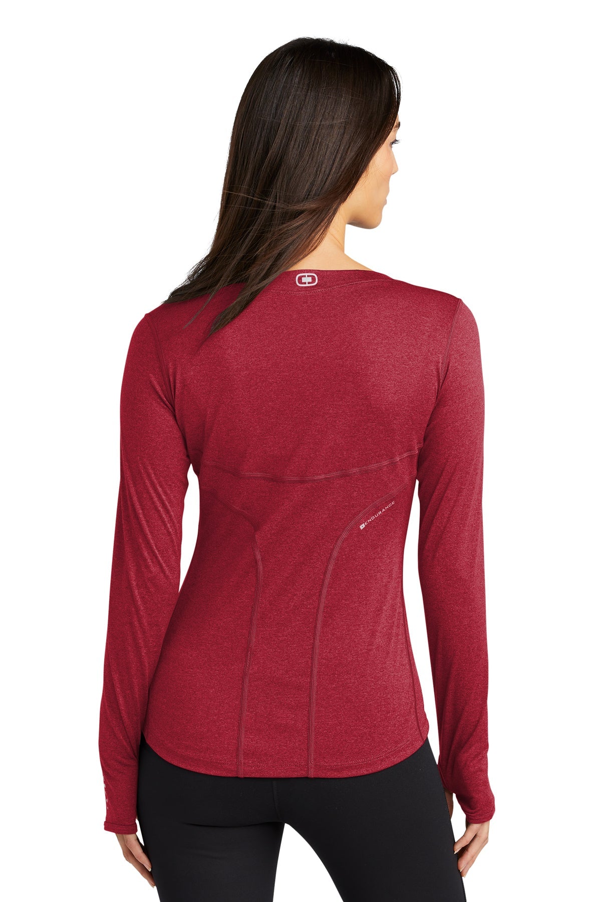 ogio endurance ladies long sleeve pulse crew loe321 ripped red