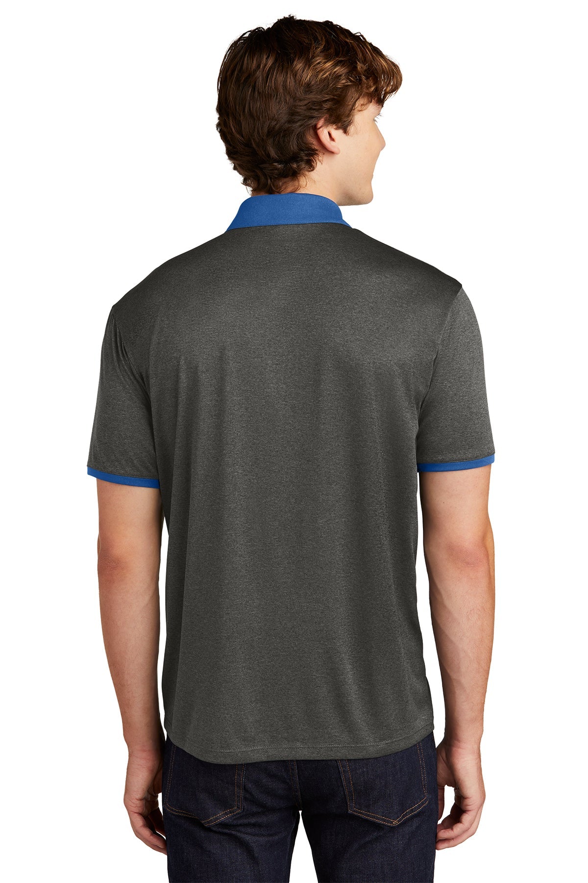 sport-tek_st667 _graphite heather/ true royal_company_logo_polos