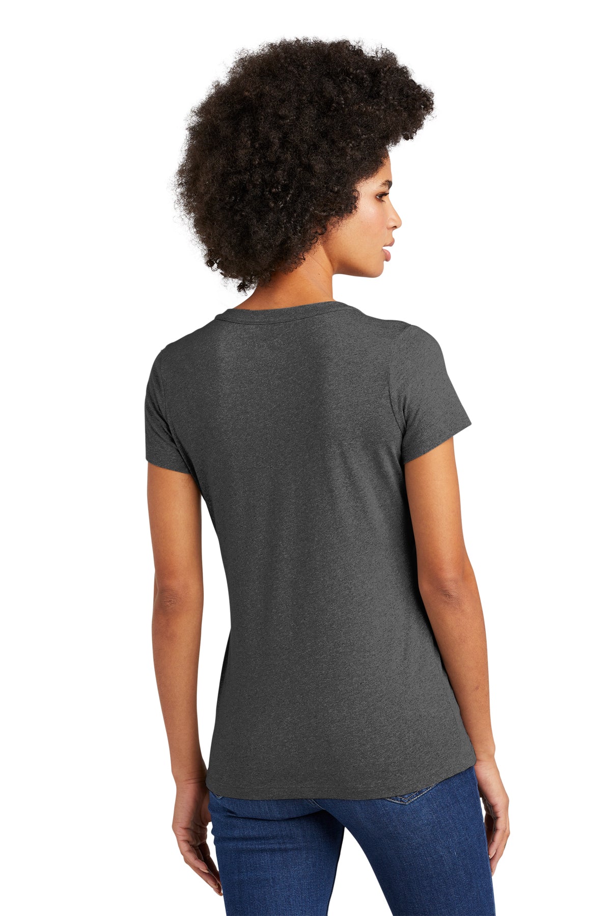 New Era Ladies Heritage Blend V-Neck Custom Printed Tee's, Black Heather