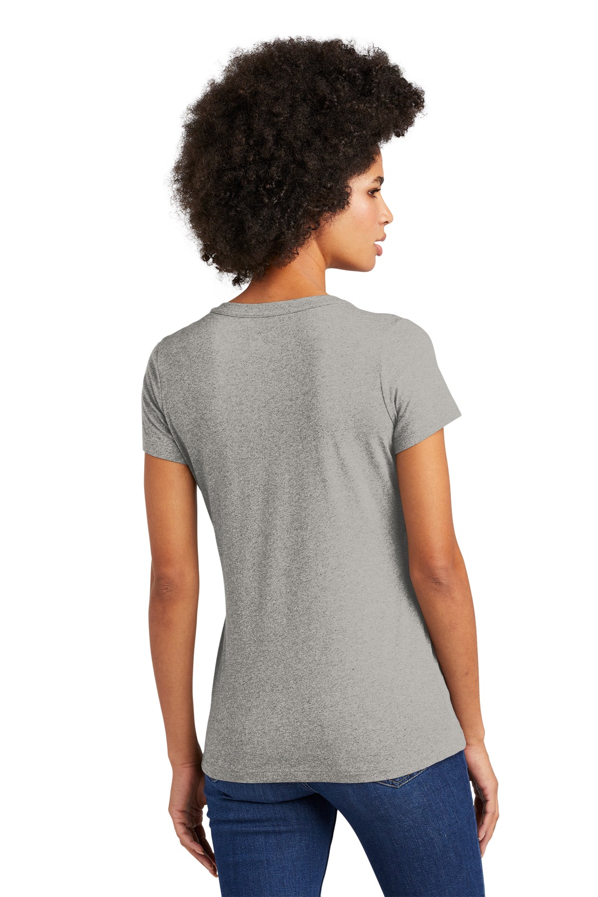 New Era Ladies Heritage Blend V-Neck Printed Tee's, Light Graphite Twist
