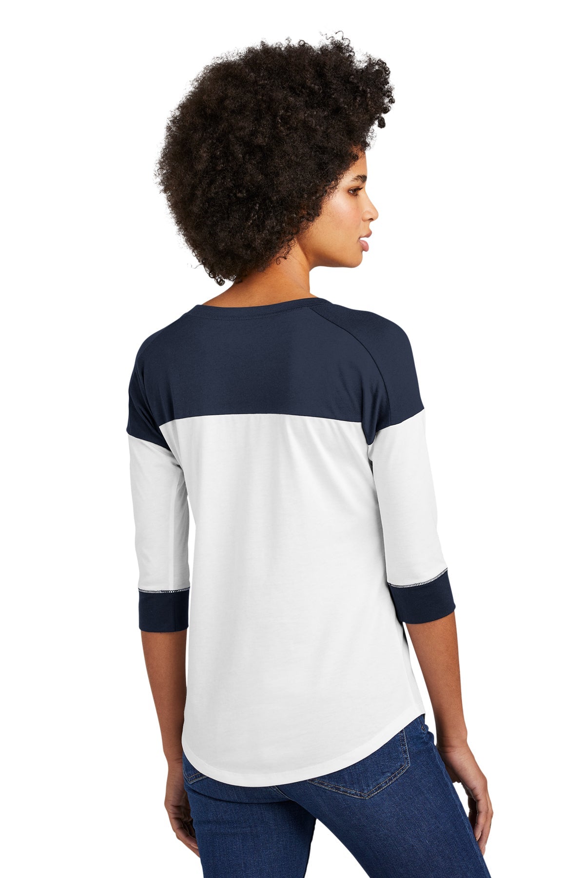 New Era Ladies Heritage Blend 3/4-Sleeve Baseball Printed Tee's, True Navy/ White [CEI Consulting]