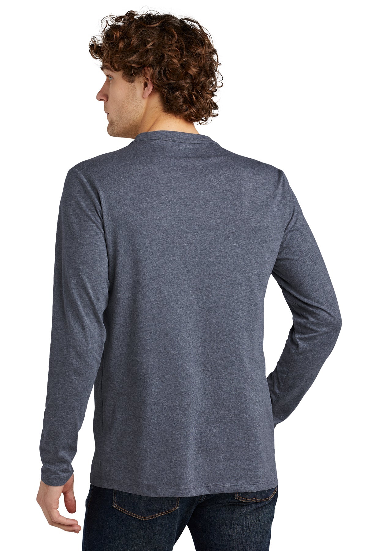 New Era Heritage Blend Long Sleeve Printed Tee's, True Navy Heather