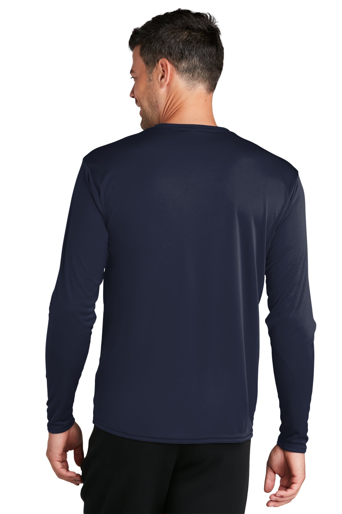 Port & Company Long Sleeve Performance Customized Tee's, Deep Navy