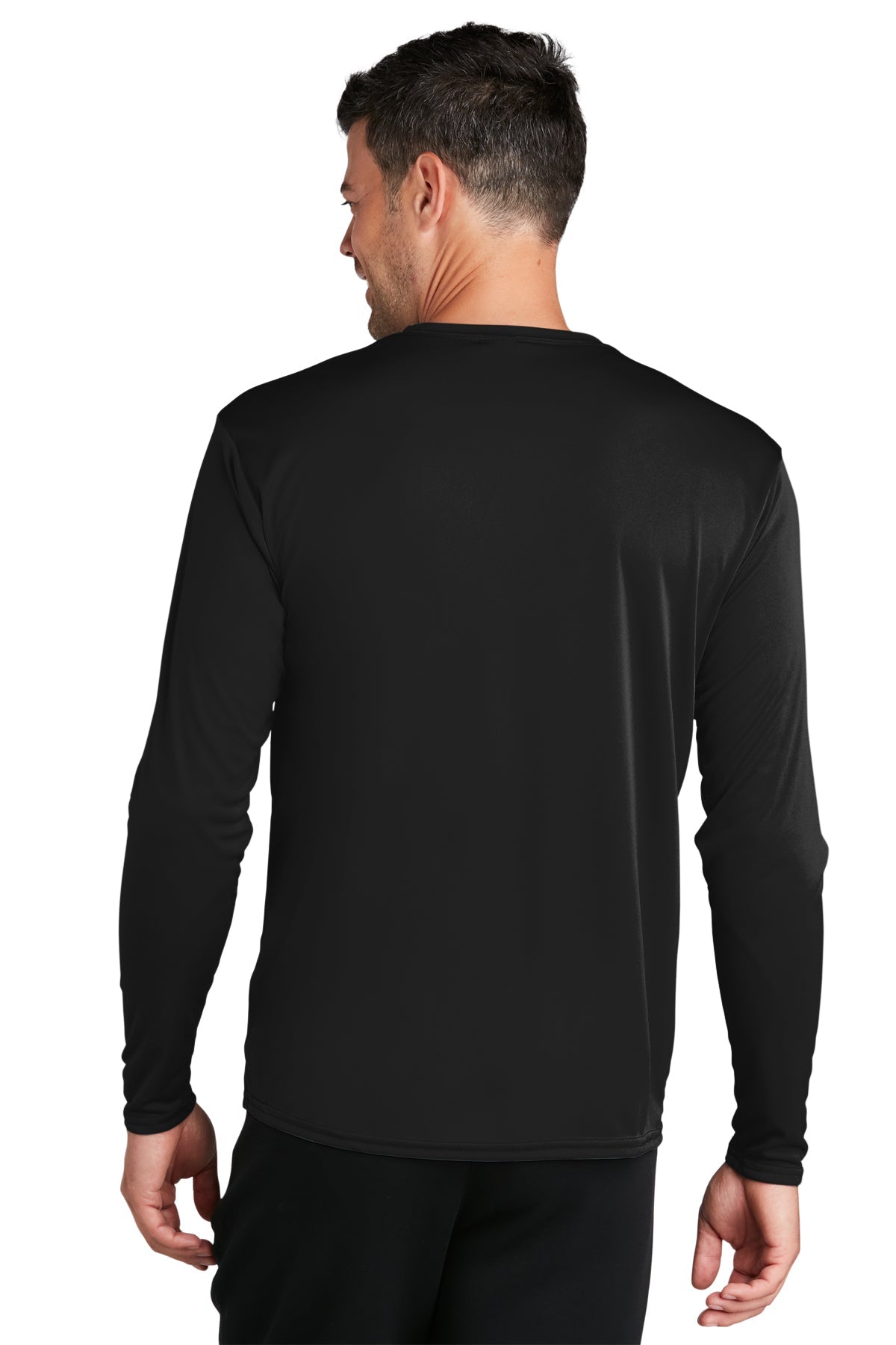 Port & Company Long Sleeve Performance Customized Tee's, Jet Black