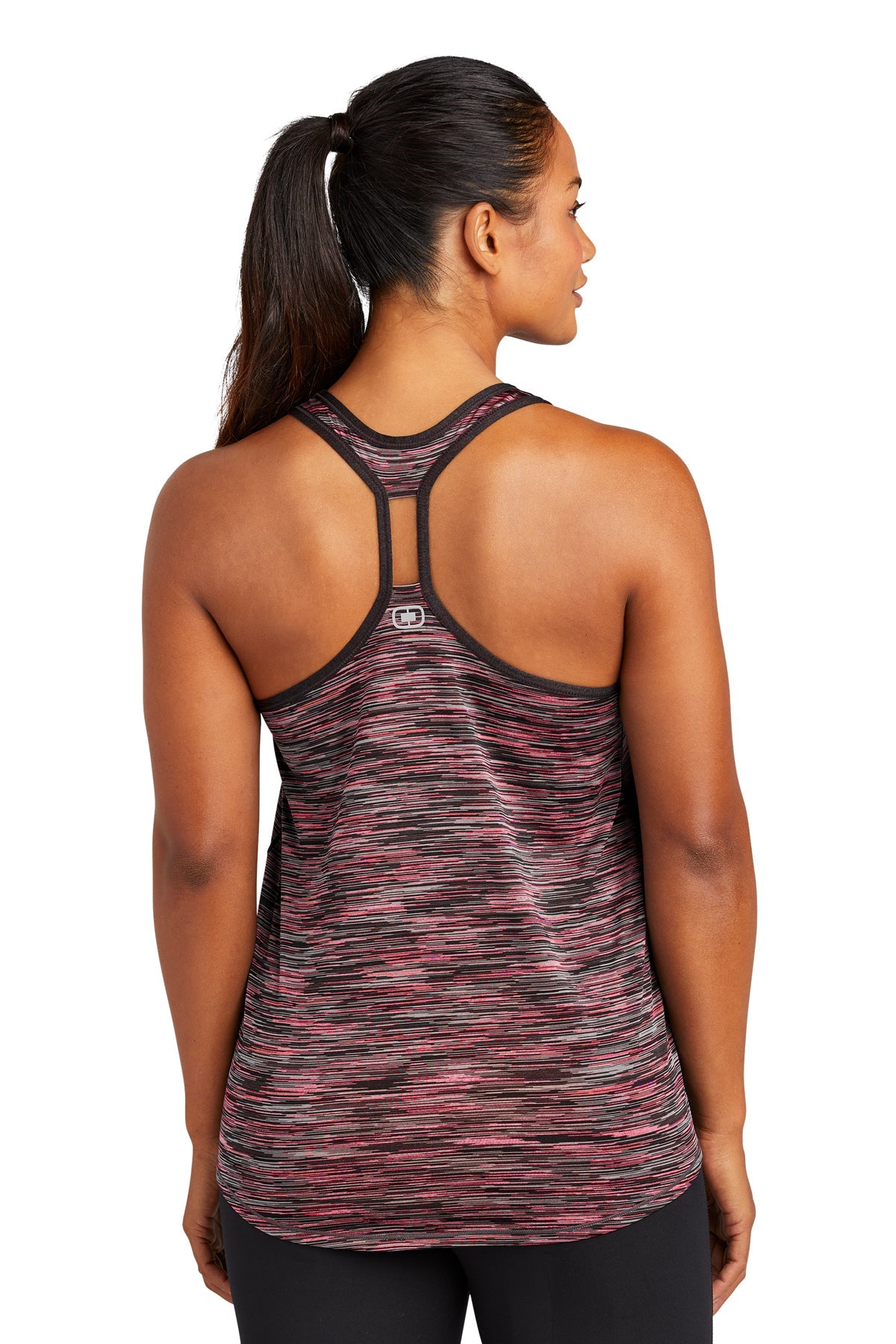 ogio endurance ladies verge racerback tank loe327 fierce coral space dye