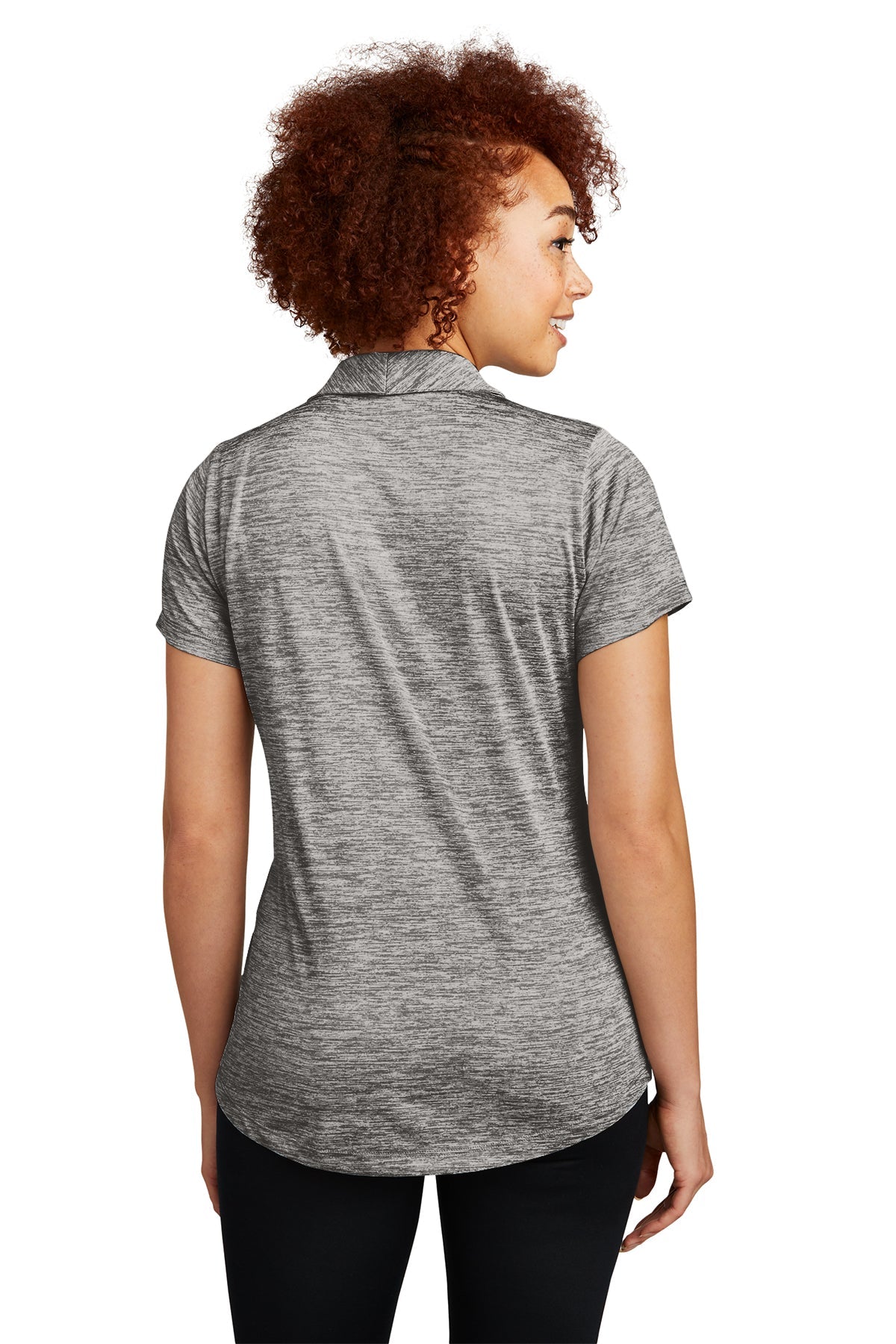 Sport-Tek Ladies PosiCharge Branded Electric Heather Polos, Black Electric [St Louis Music]