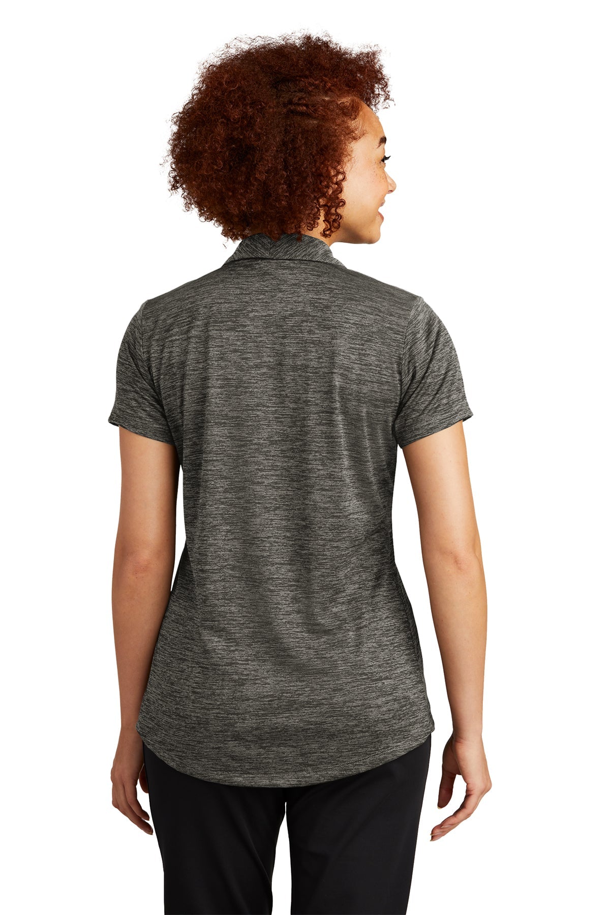 Sport-Tek Ladies PosiCharge Branded Electric Heather Polos, Grey-Black Electric