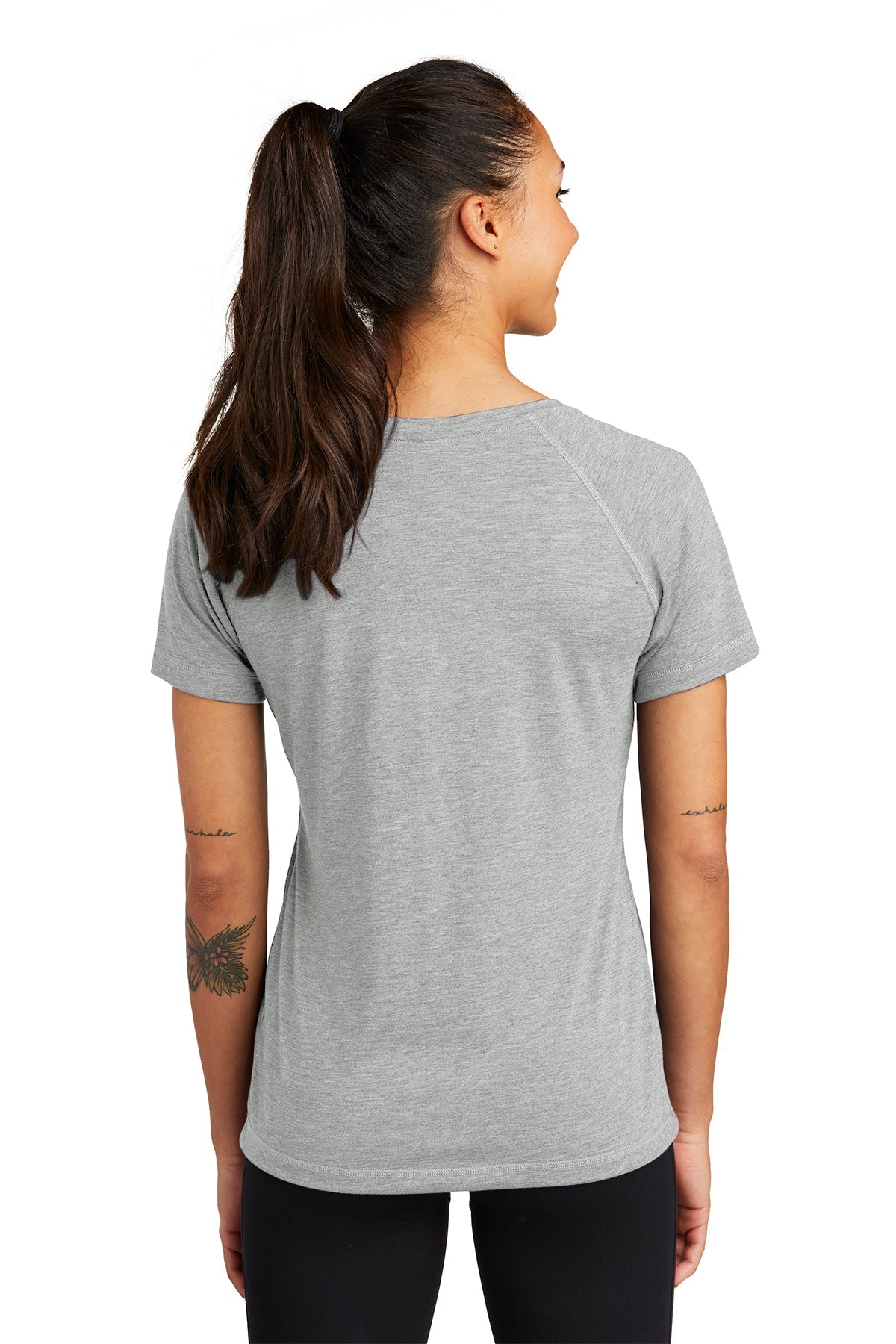 Sport-Tek Ladies PosiCharge Customized Tri Blend Wicking Scoop Neck Raglan Tee's, Light Grey Heather