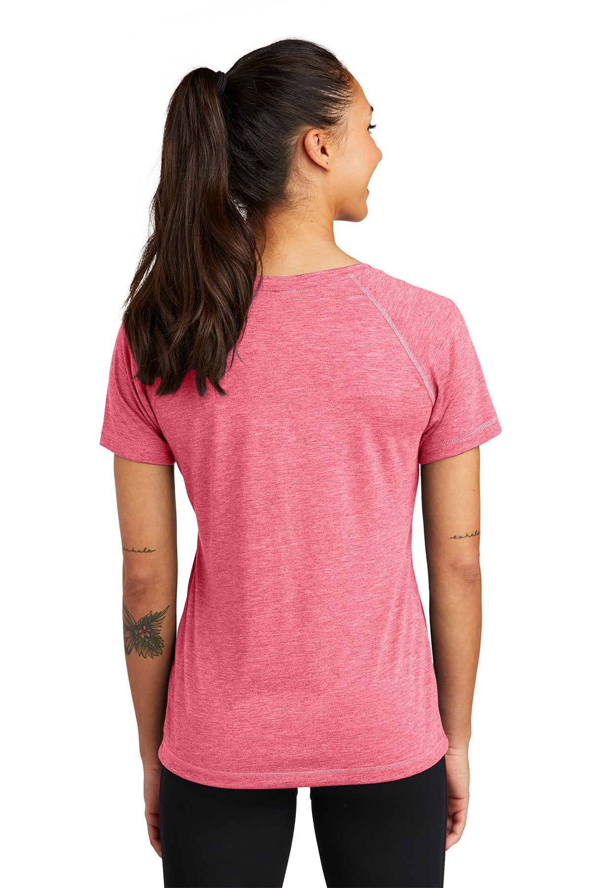 Sport-Tek Ladies PosiCharge Customized Tri Blend Wicking Scoop Neck Raglan Tee's, Pink Raspberry Heather