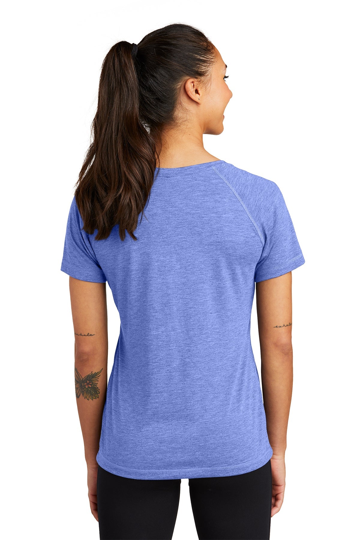Sport-Tek Ladies PosiCharge Custom Tri Blend Wicking Scoop Neck Raglan Tee's, True Royal Heather