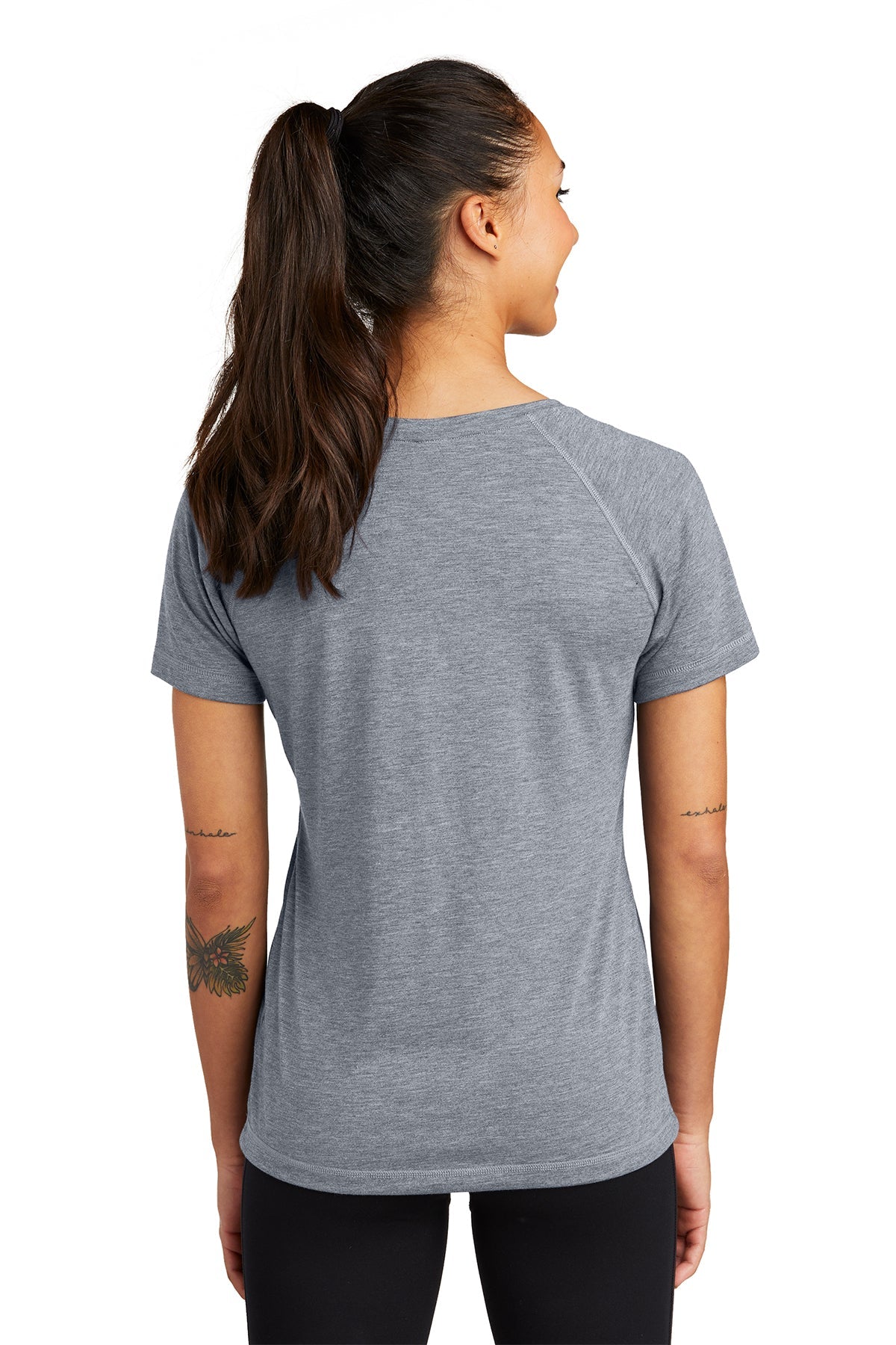 Sport-Tek Ladies PosiCharge Custom Tri Blend Wicking Scoop Neck Raglan Tee's, True Navy Heather