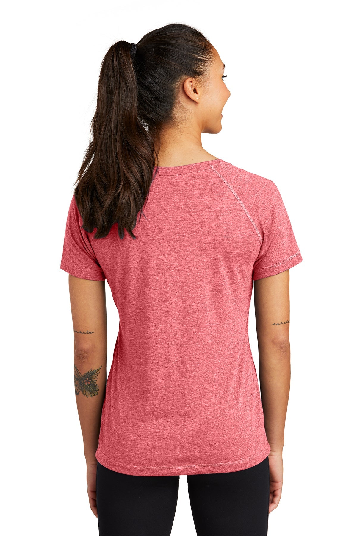 Sport-Tek Ladies PosiCharge Custom Tri Blend Wicking Scoop Neck Raglan Tee's, True Red Heather