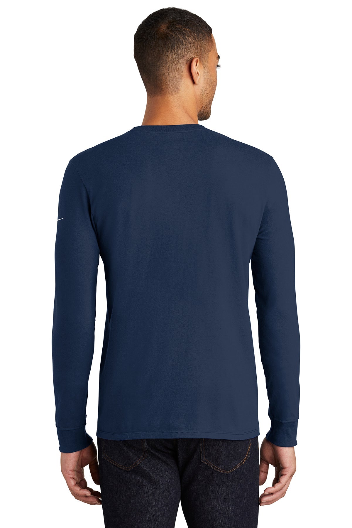 nike core cotton long sleeve tee nkbq5232 college navy