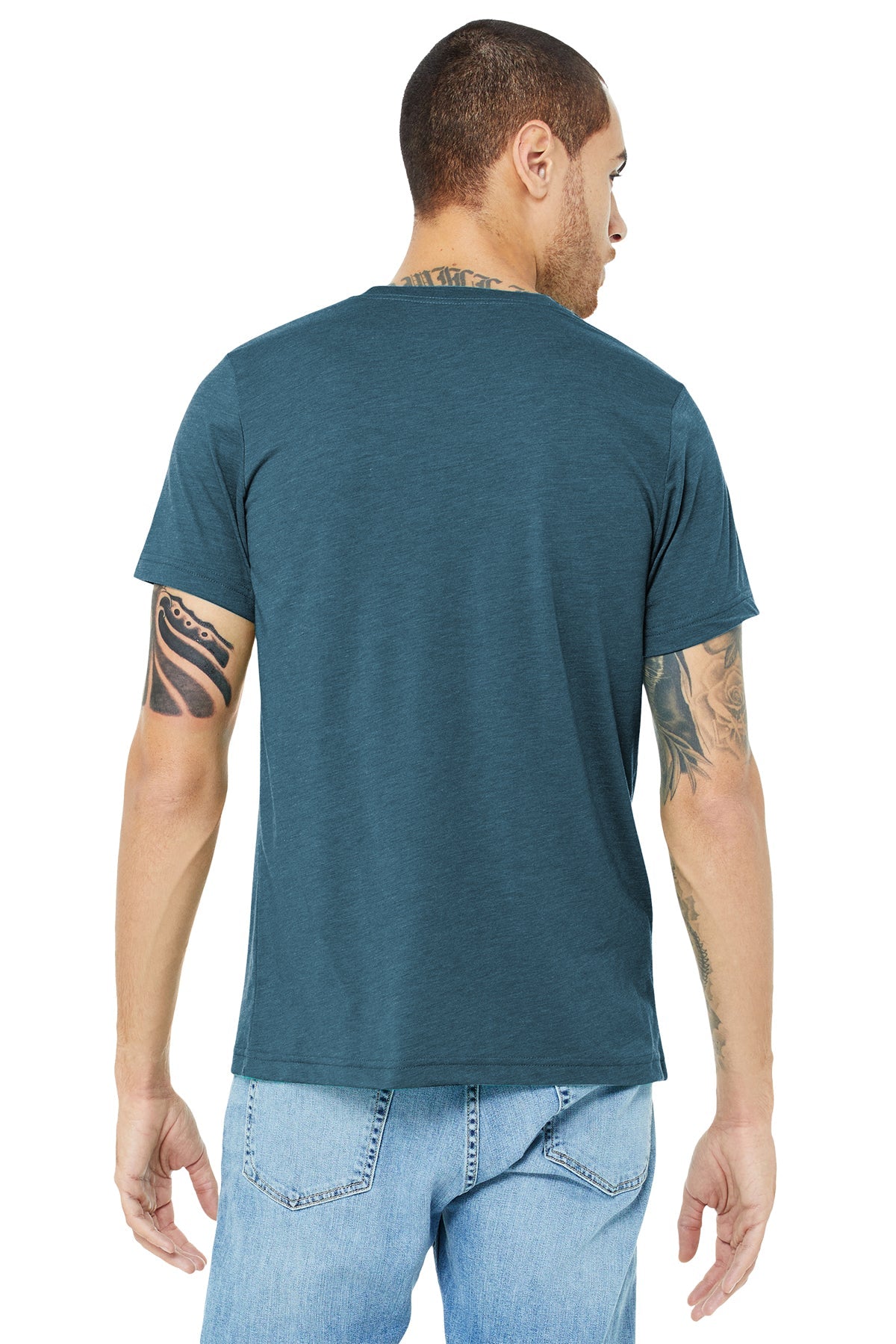 bella + canvas unisex triblend short sleeve t-shirt 3413c steel blu trblnd