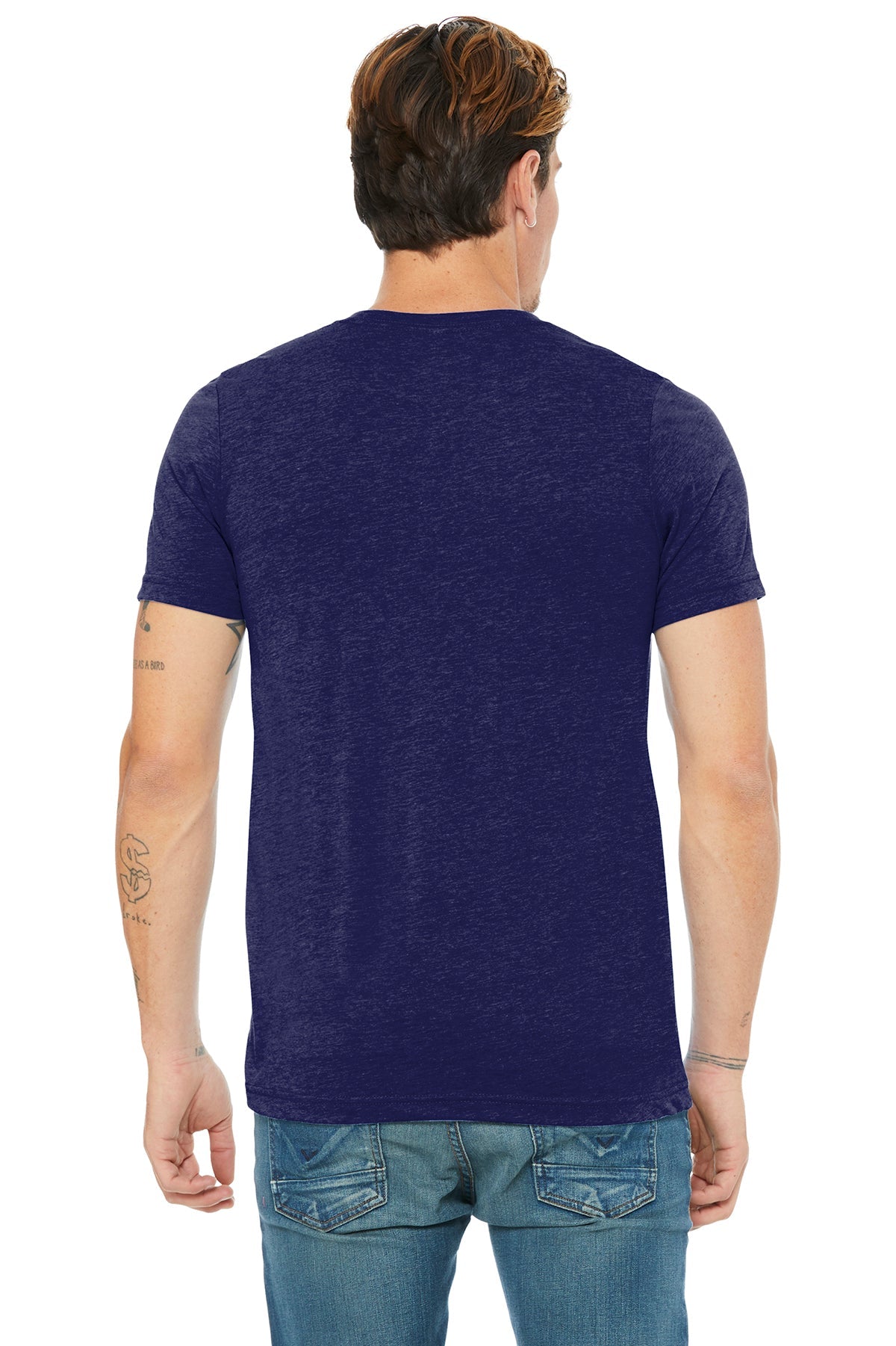 bella + canvas unisex triblend short sleeve v-neck t-shirt 3415c navy triblend