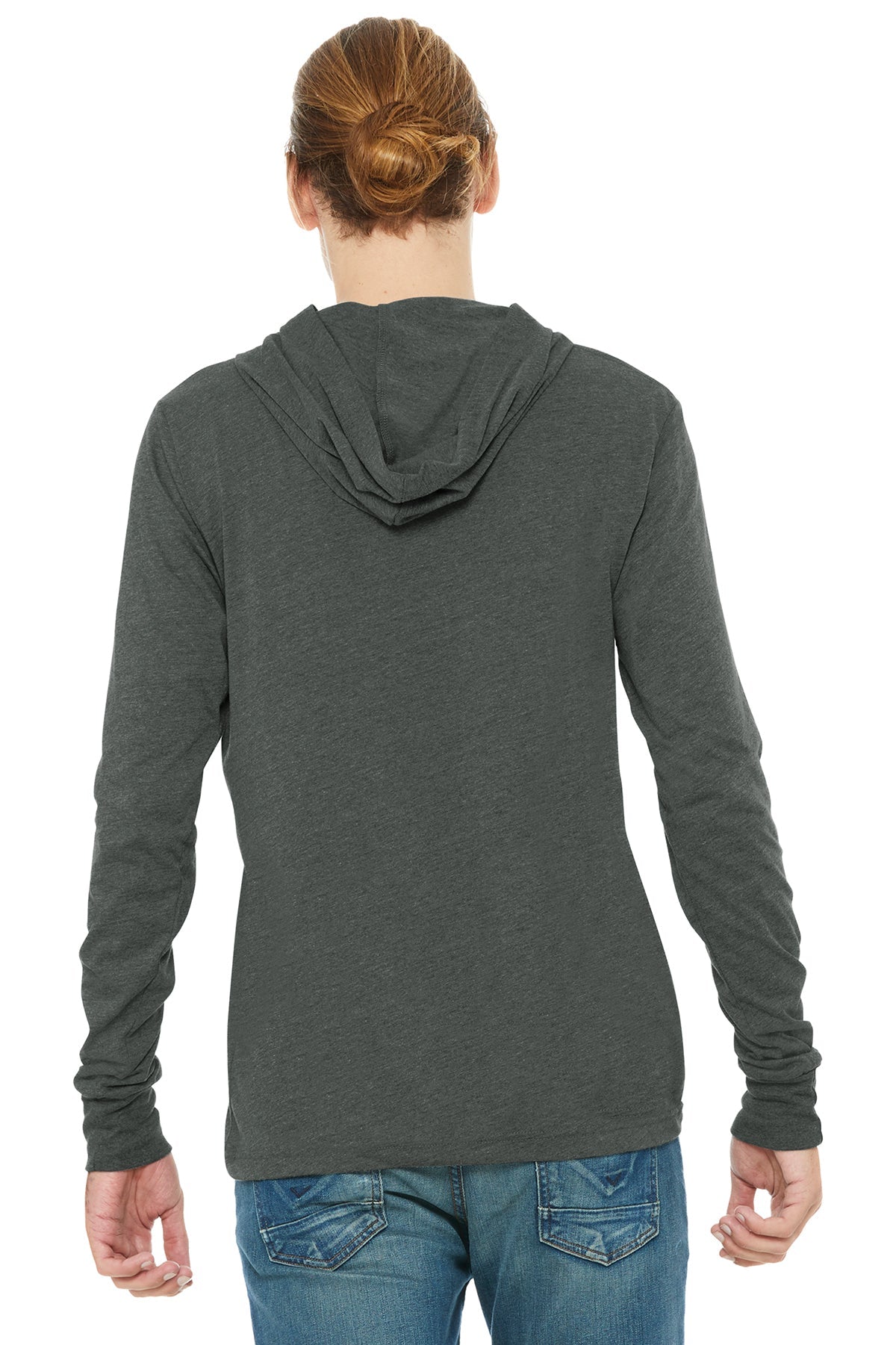 bella + canvas unisex jersey long sleeve hoodie 3512 deep heather