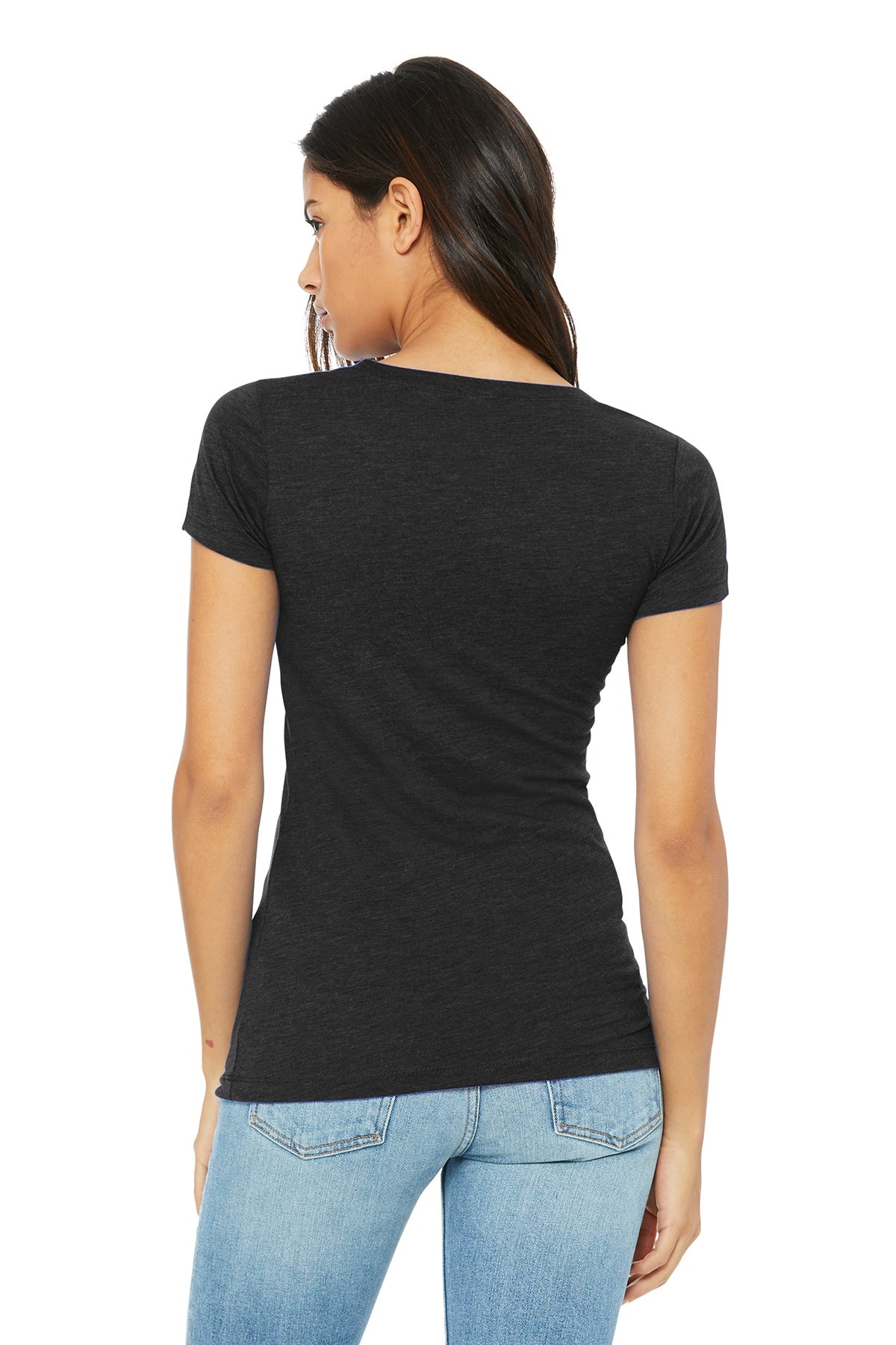 bella + canvas ladies triblend short sleeve t-shirt b8413 blk hthr triblnd