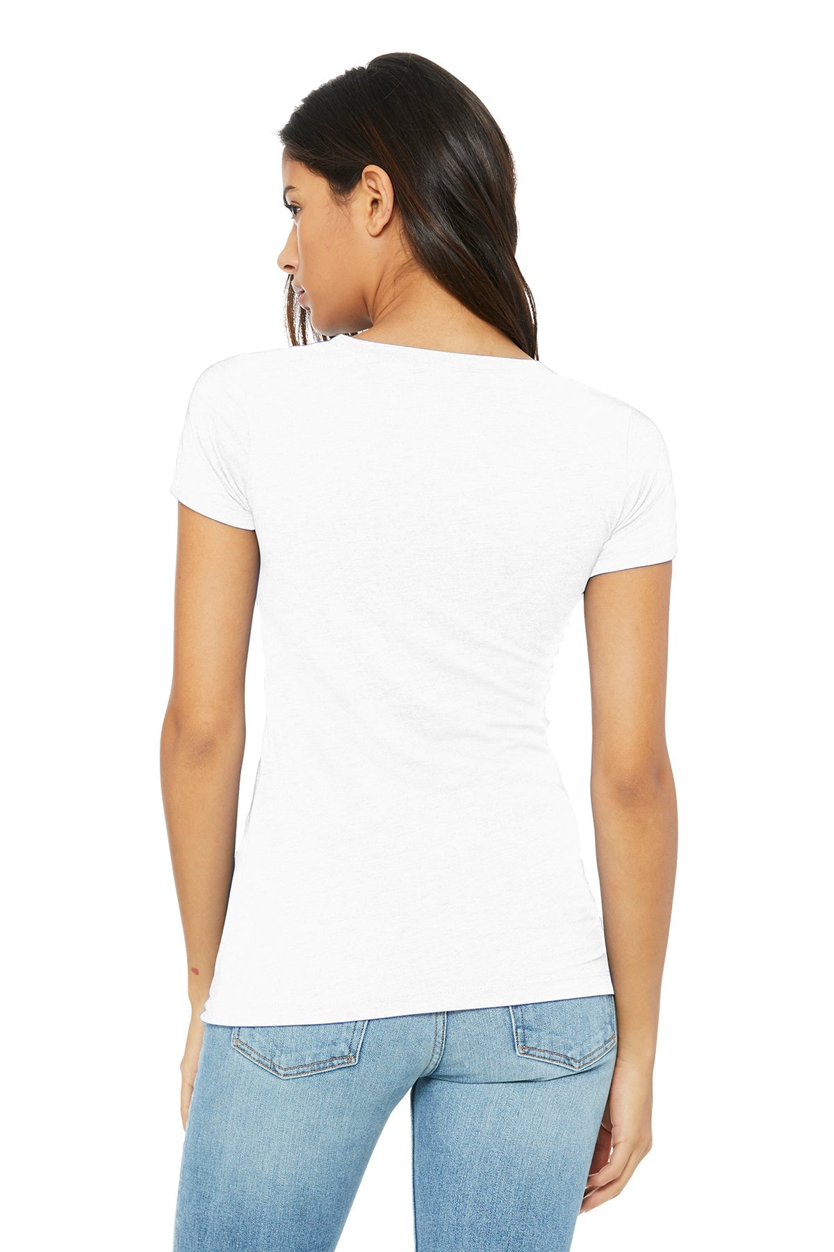 bella + canvas ladies triblend short sleeve t-shirt b8413 solid wht trblnd
