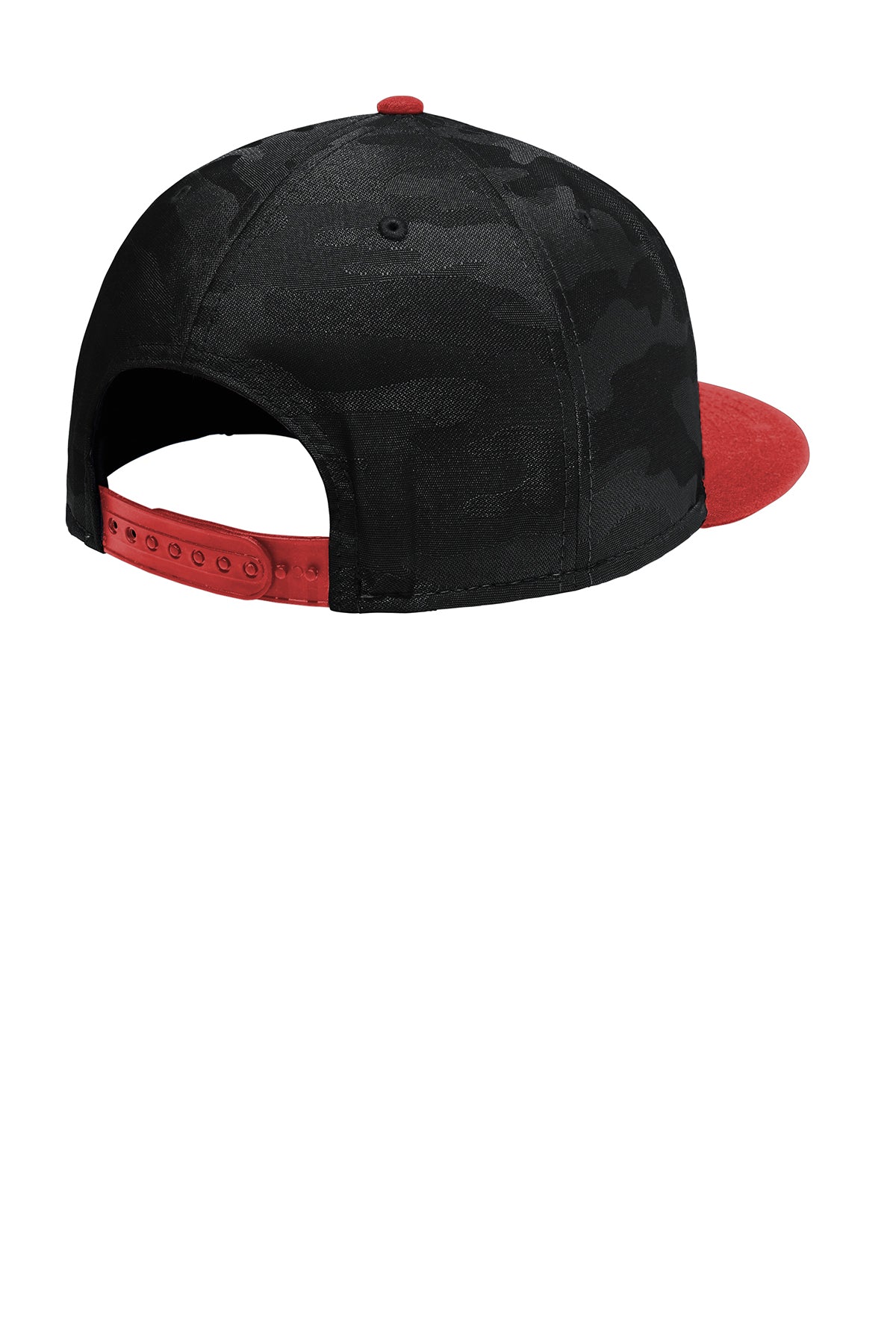 New Era Camo Flat Bill Snapback Custom Caps, Scarlet/ Black Camo
