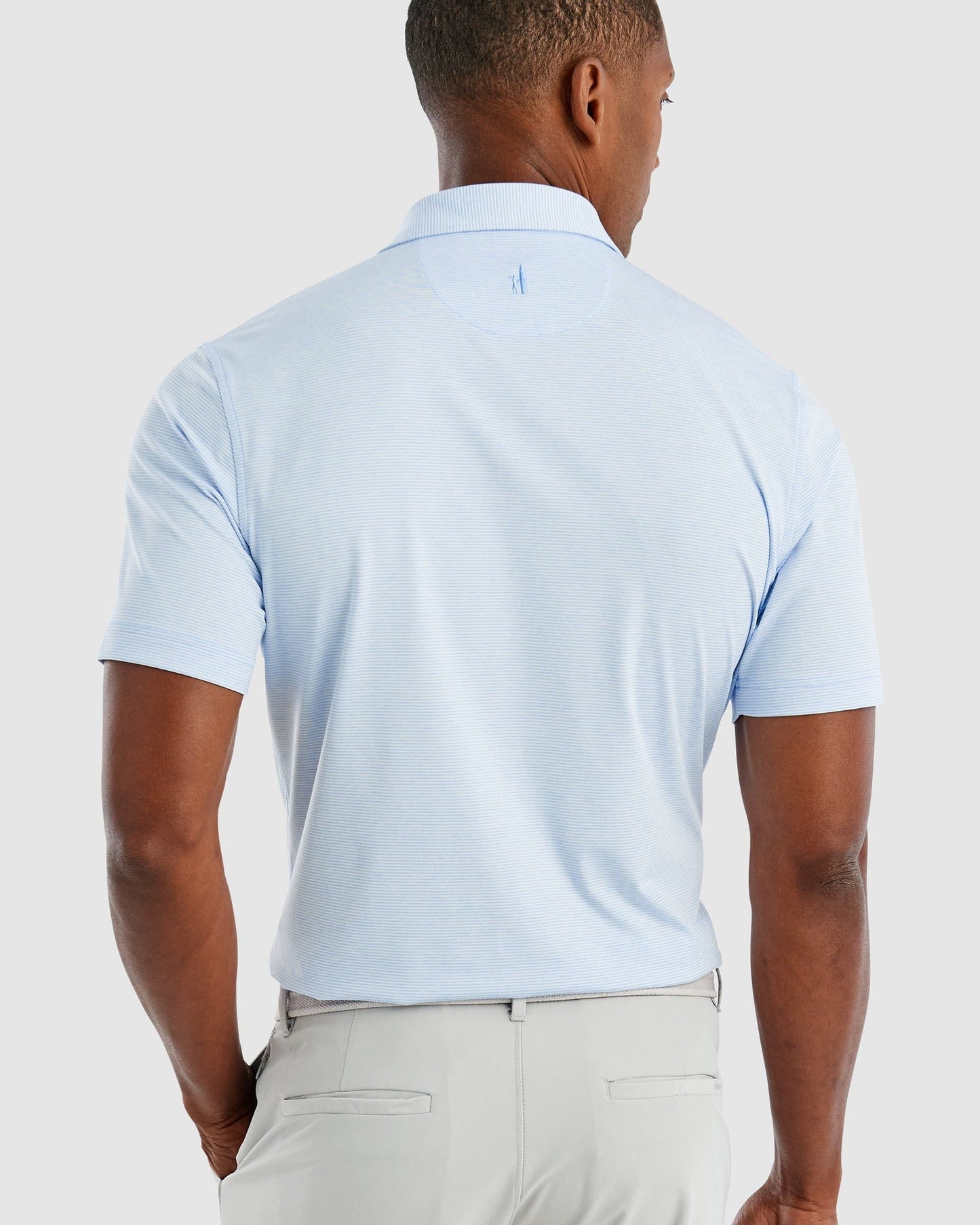 Custom Johnnie O Mens Lyndon Striped Polo JMPO2010 Gulf Blue [NARENCO]