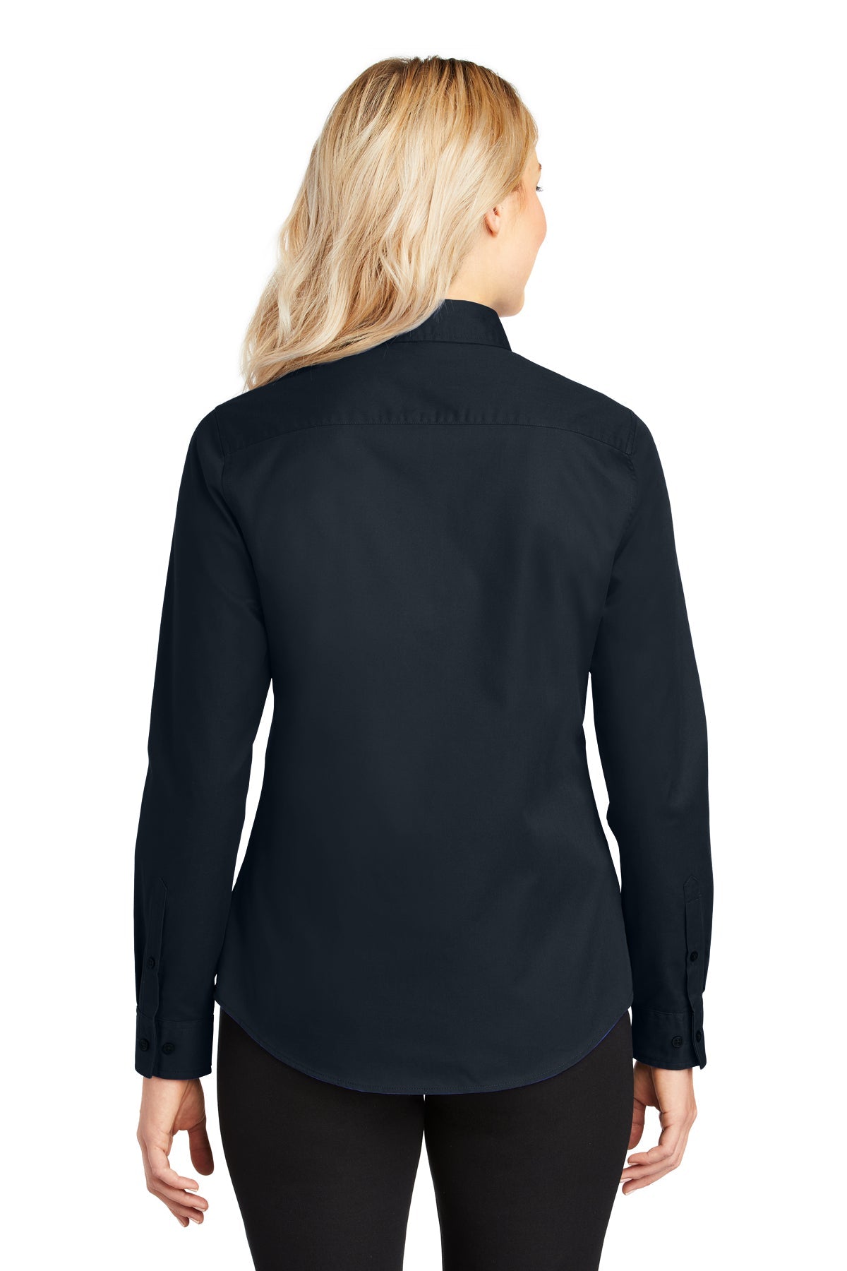 port authority_l608 _classic navy/ light stone_company_logo_button downs