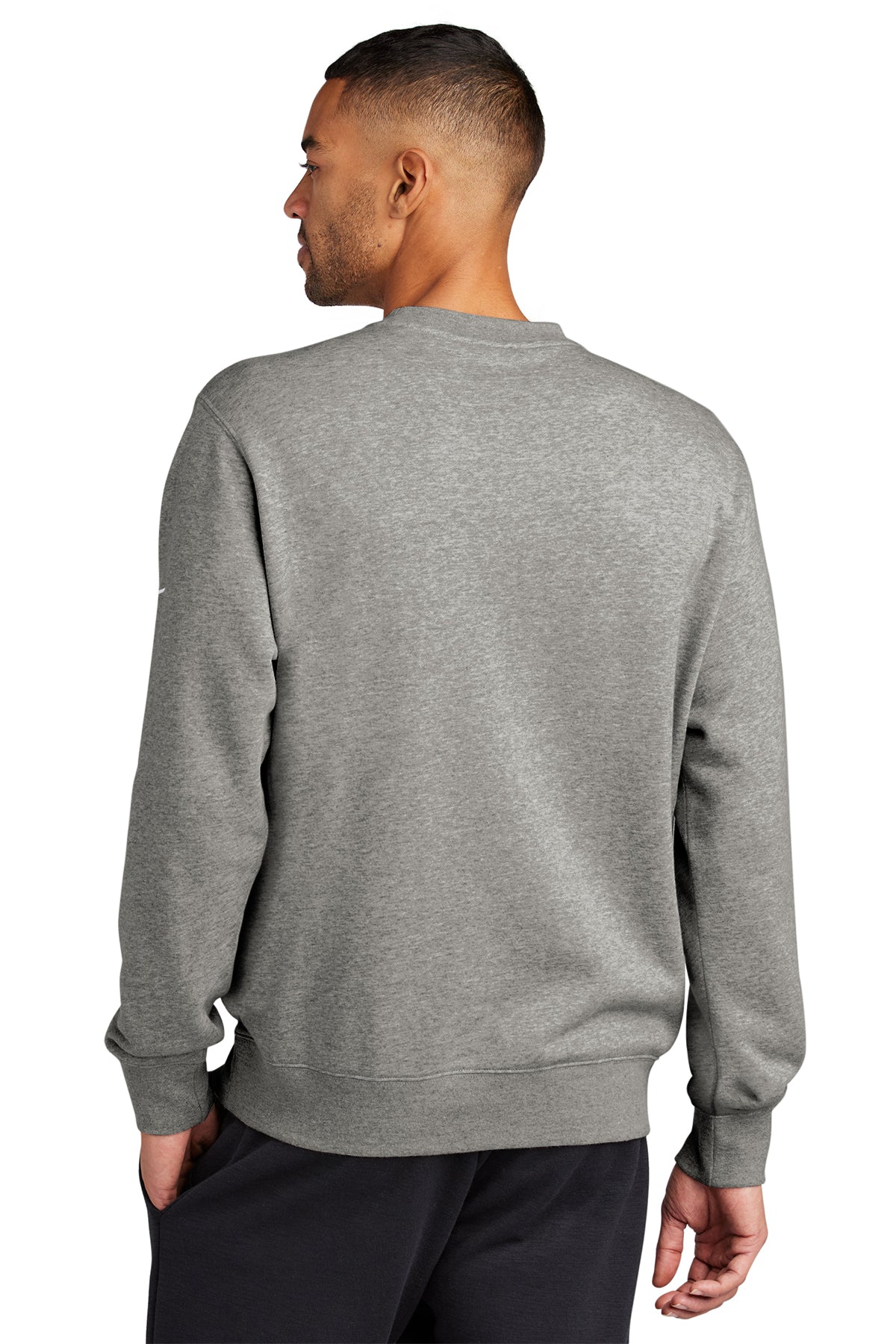 Nike Club Fleece Swoosh Custom Crews, Dark Grey Heather