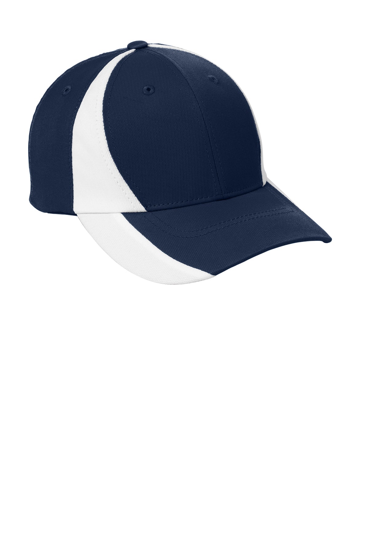 Sport-Tek Dry Zone Nylon Branded Colorblock Caps, True Navy/White