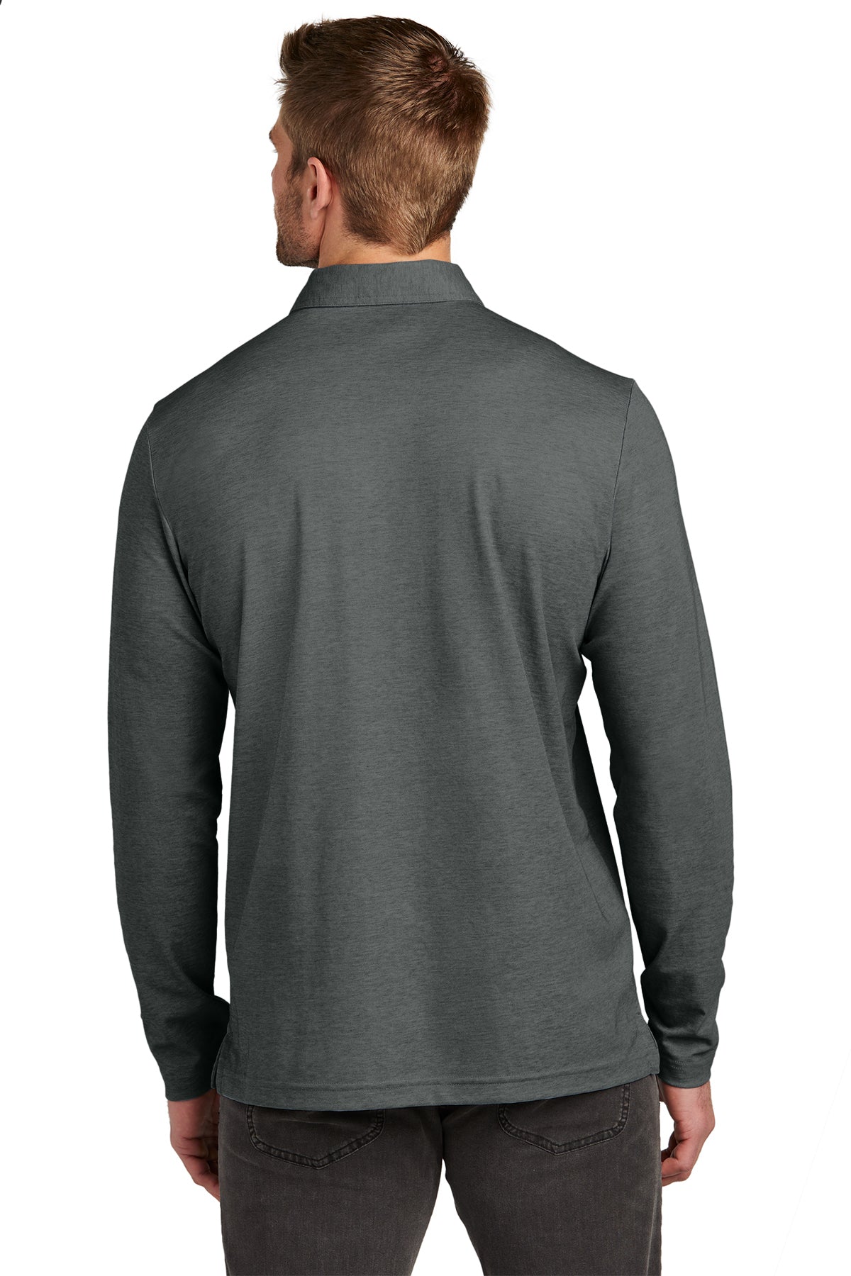 TravisMathew Oceanside Long Sleeve Custom Polos, Black Heather