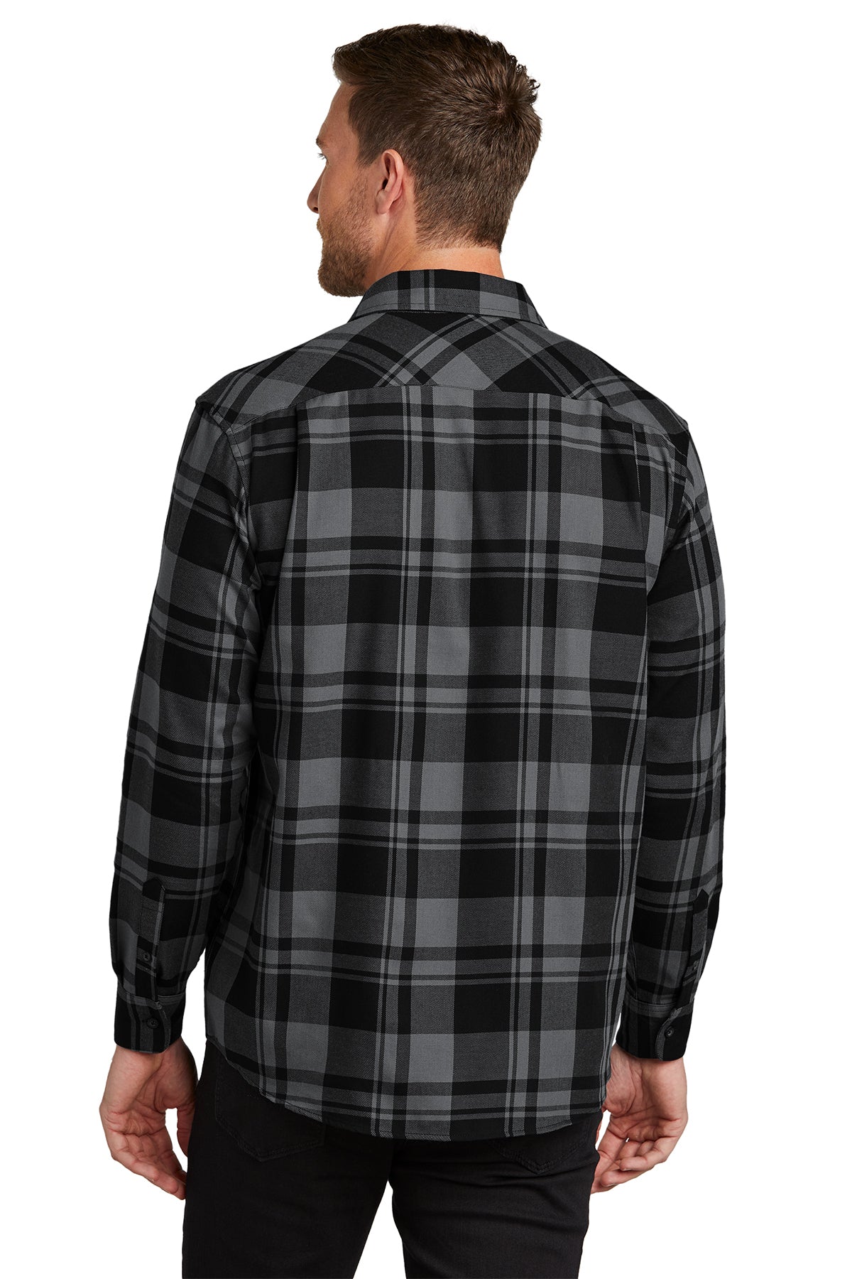 port authority_w668 _grey/ black_company_logo_button downs