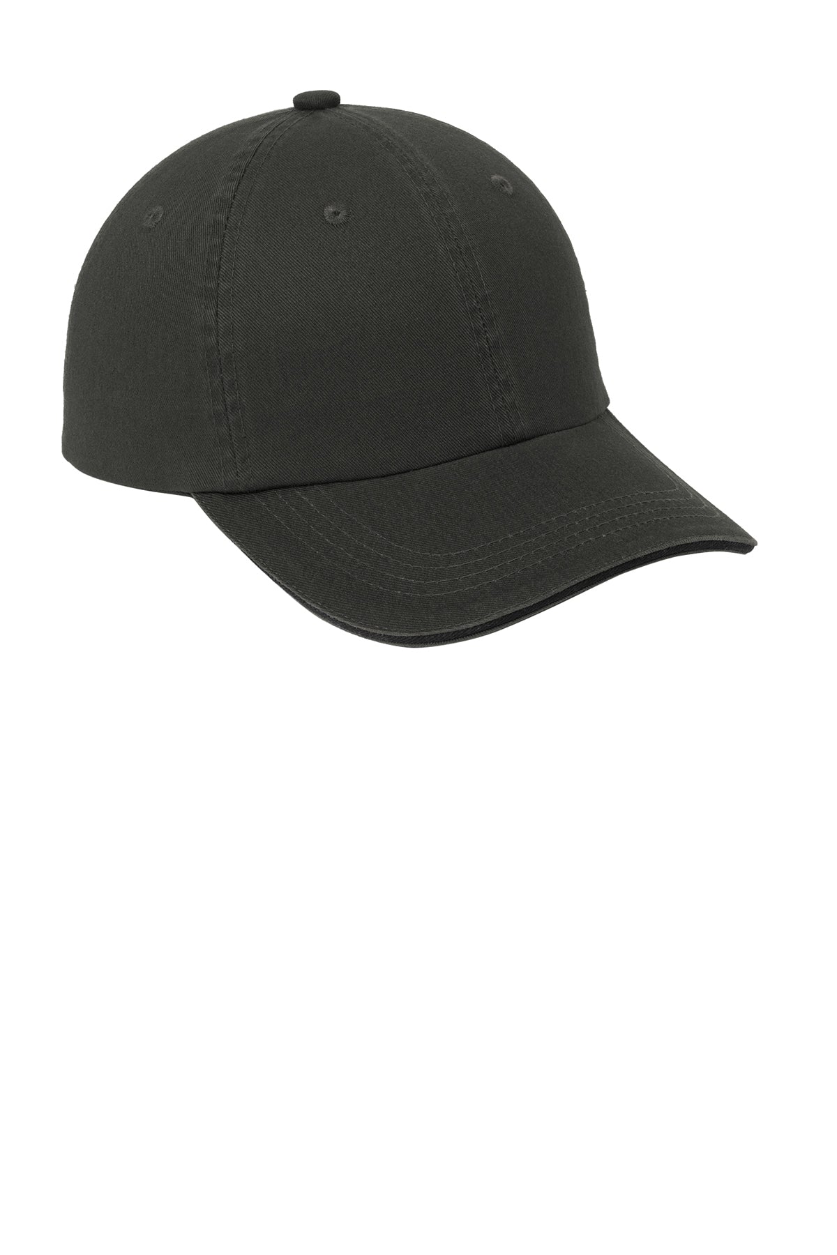 Port Authority Sandwich Bill Custom Caps with Striped Closure, Charcoal/Black