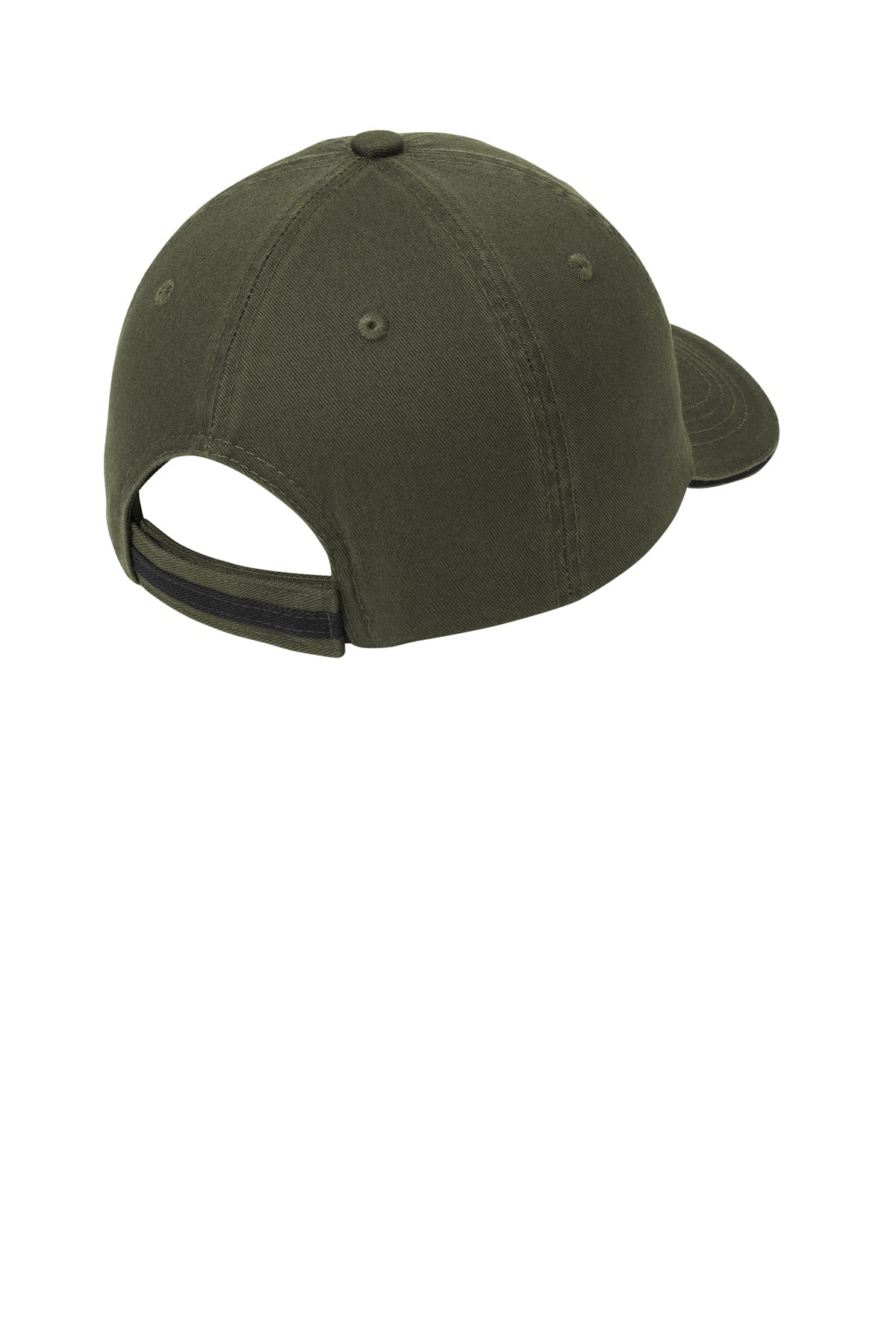 Port Authority Sandwich Bill Custom Caps with Striped Closure, Olive/ Black