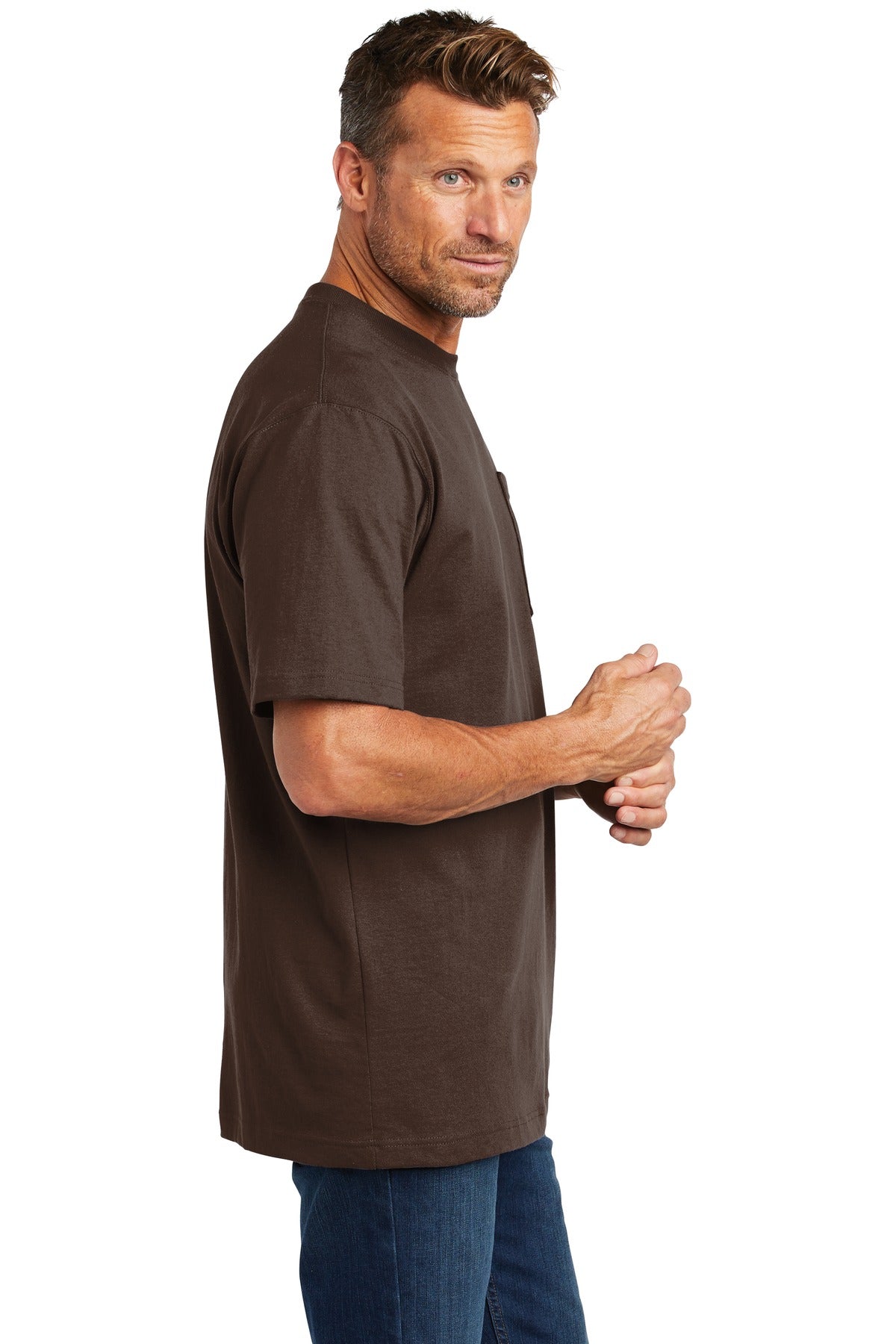 carhartt tall workwear pocket short sleeve t-shirt cttk87 dark brown